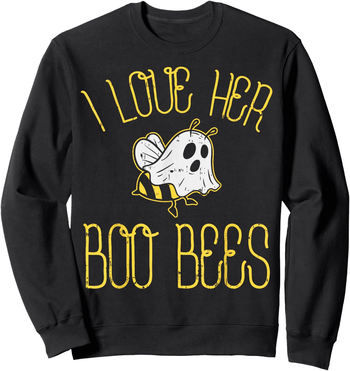 I Love Her Boo Bees Couples Halloween Adult Costume His Men Sweatshirt - Sweatshirt | Black