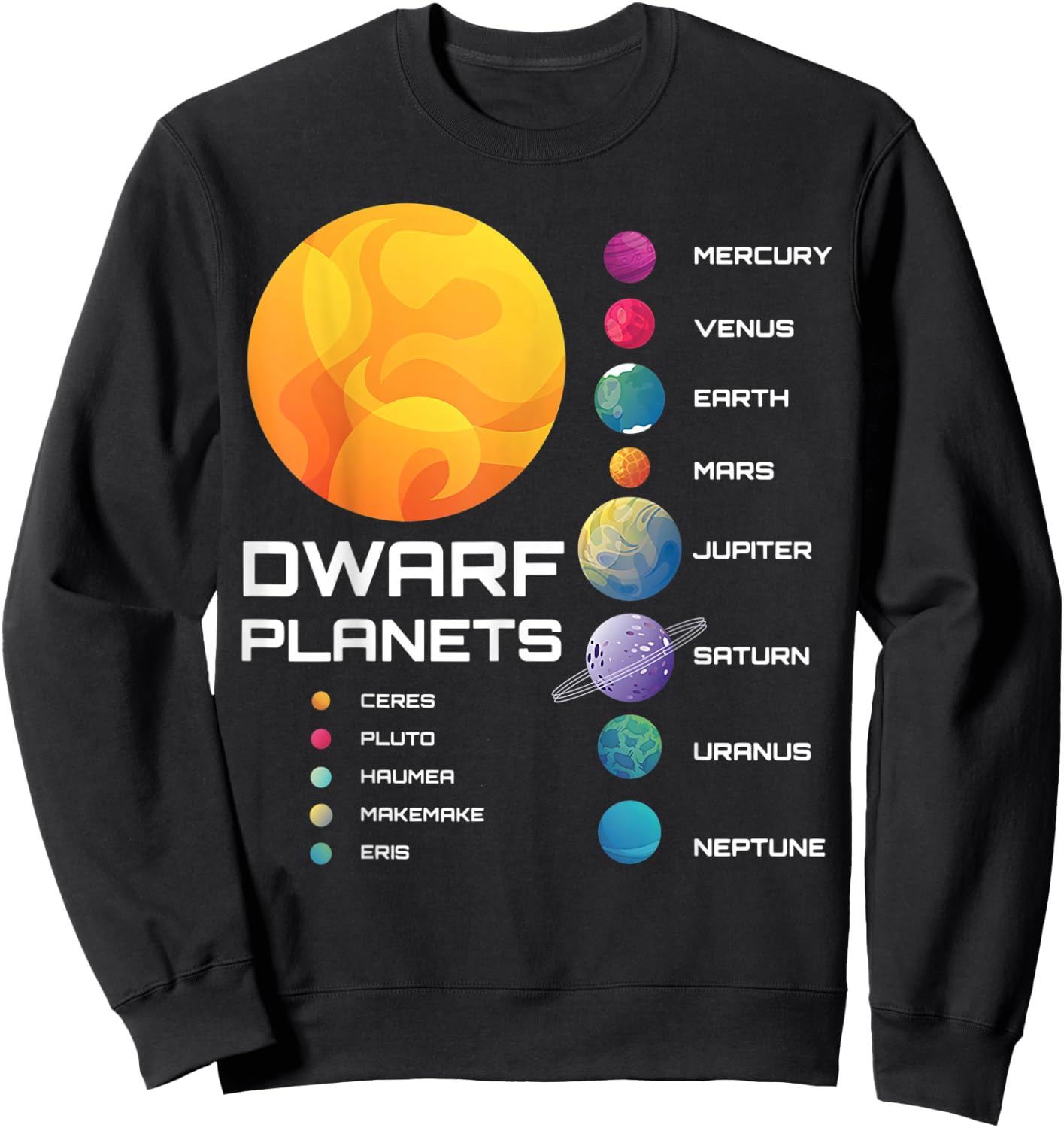 Solar System Dwarf Planets Space Astronaut Sweatshirt - Sweatshirt | Black