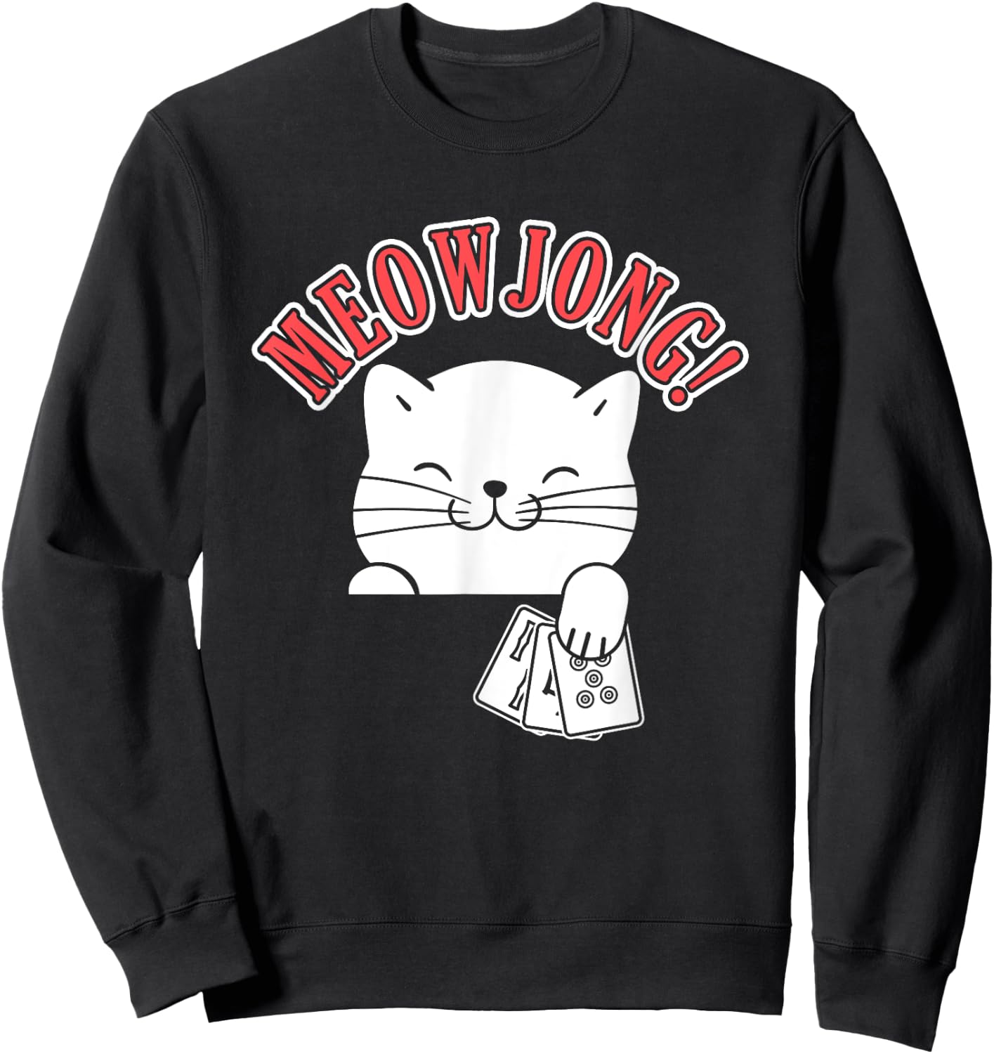 Mahjong Cat Player China Board Game Mah-Jongg Solitaire Men Women Sweatshirt - Sweatshirt | Black