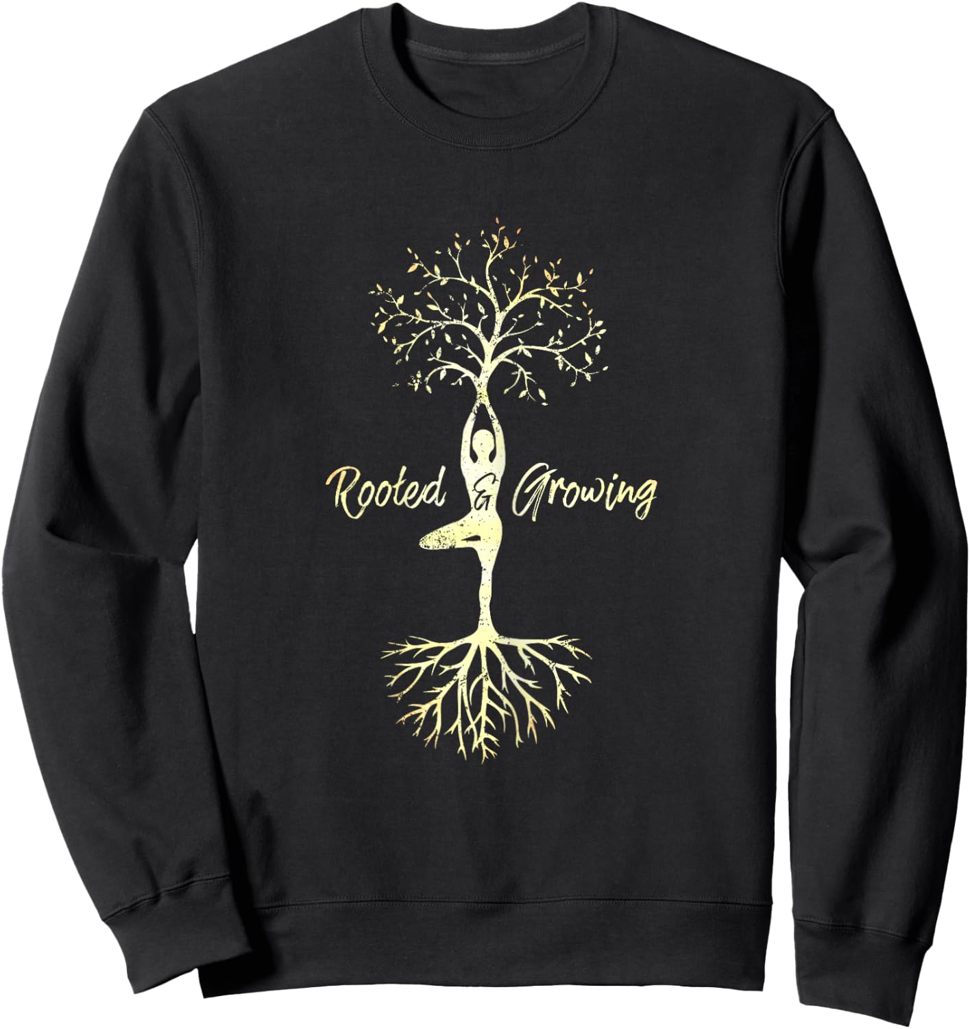 Equanimity Yoga Women's Yoga Tree Of Life With Sayings Vriksasana Hatha Pose Sweatshirt - Sweatshirt | Black