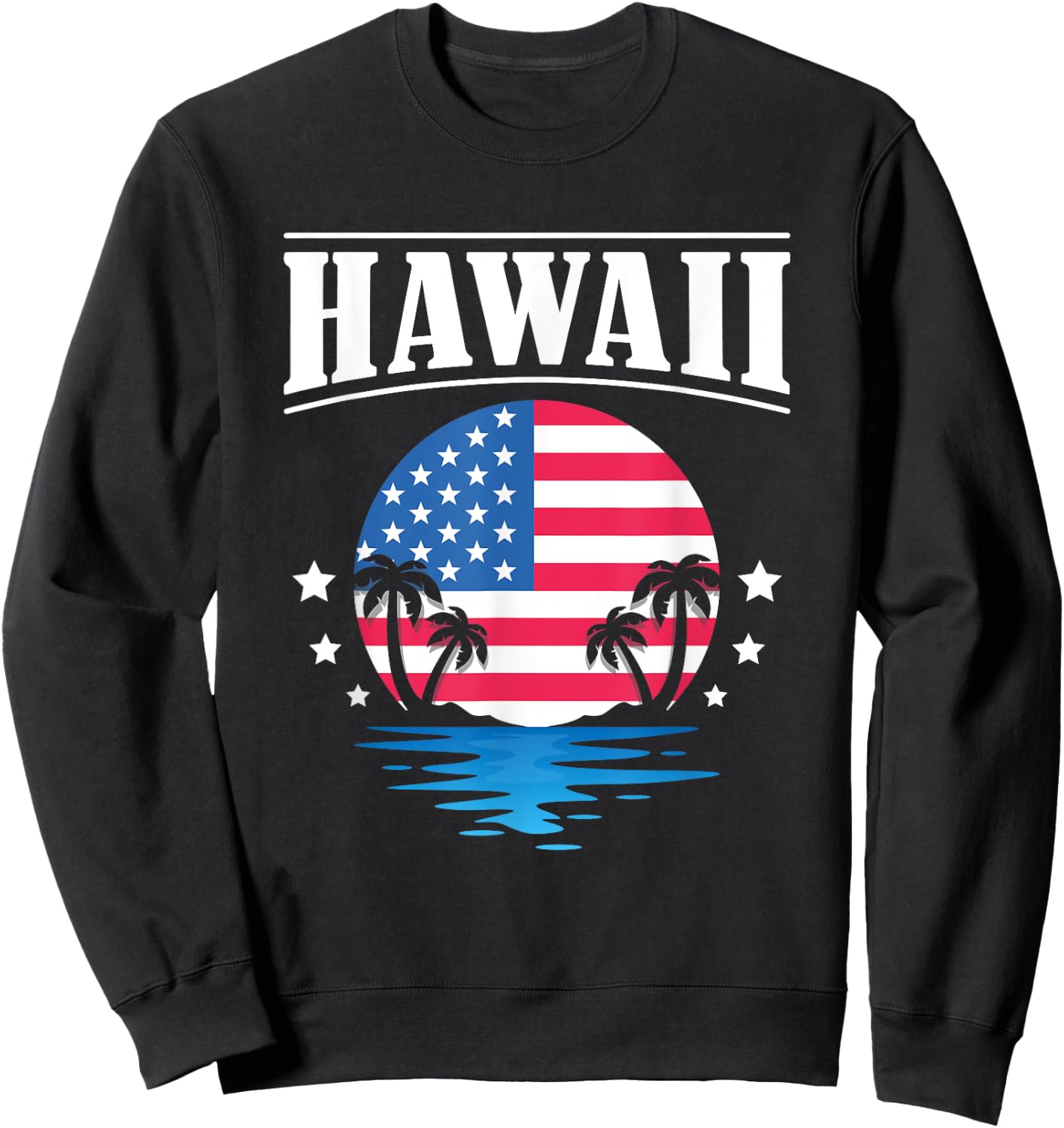 USA Flag America Hawaii Beach Island Hawaiian Men Sweatshirt - Sweatshirt | Black