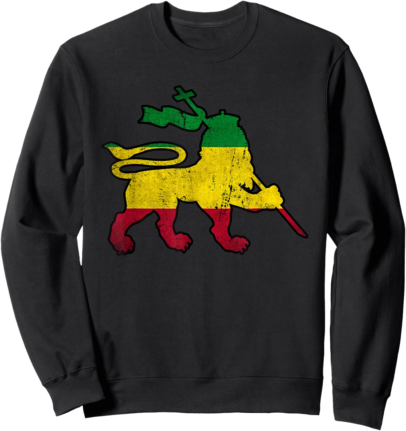 Lion Of Judah Rasta Reggae Jamaican Retro Vintage Sweatshirt - Sweatshirt | Black