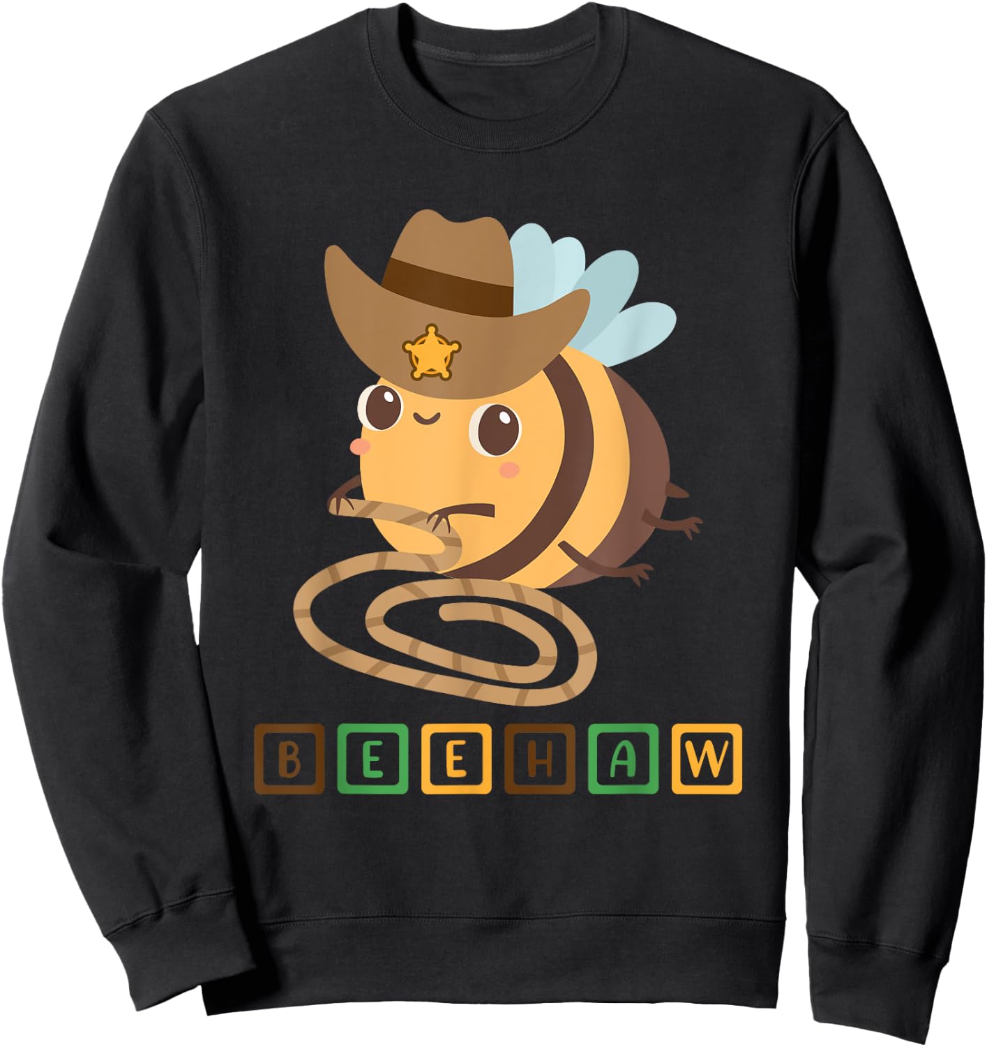 Funny Beehaw Cowboy Bee Lover Western Country Cowgirl Design Sweatshirt - Sweatshirt | Black