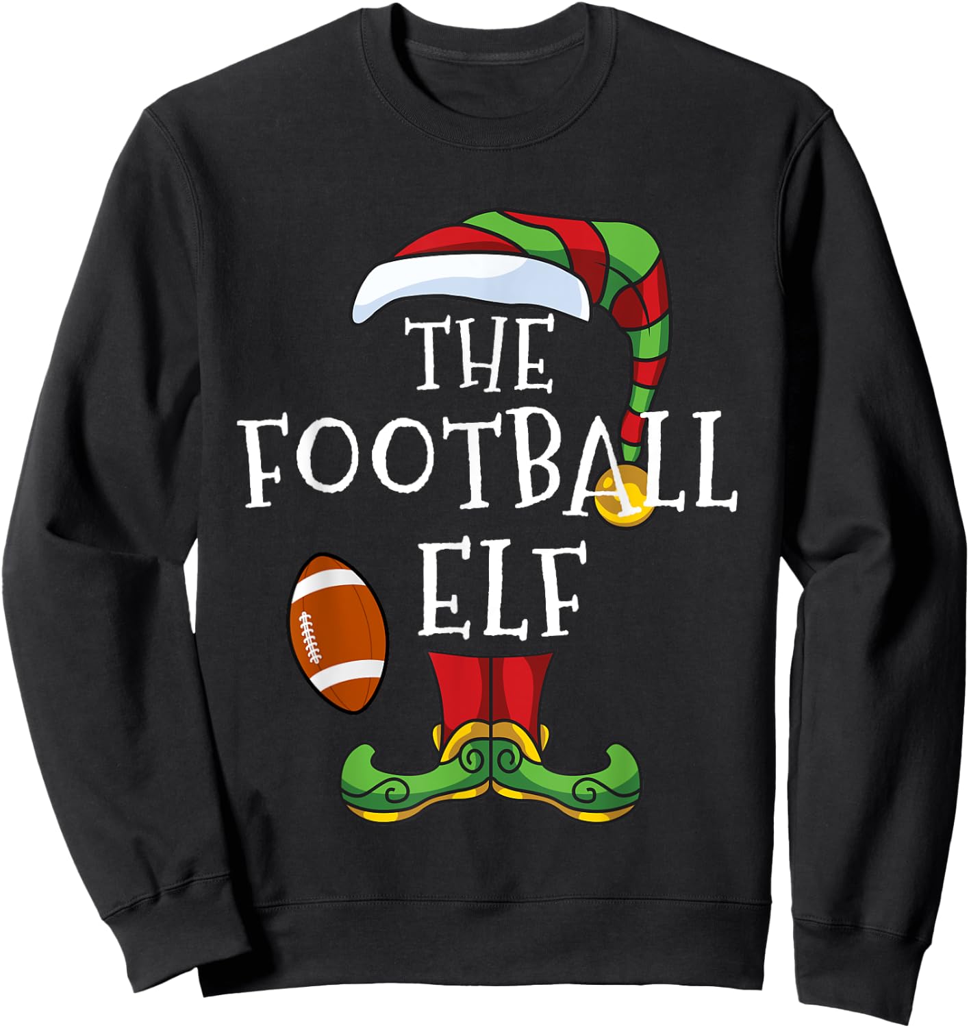 American Football Elf Family Matching Christmas Funny Sweatshirt - Sweatshirt | Black