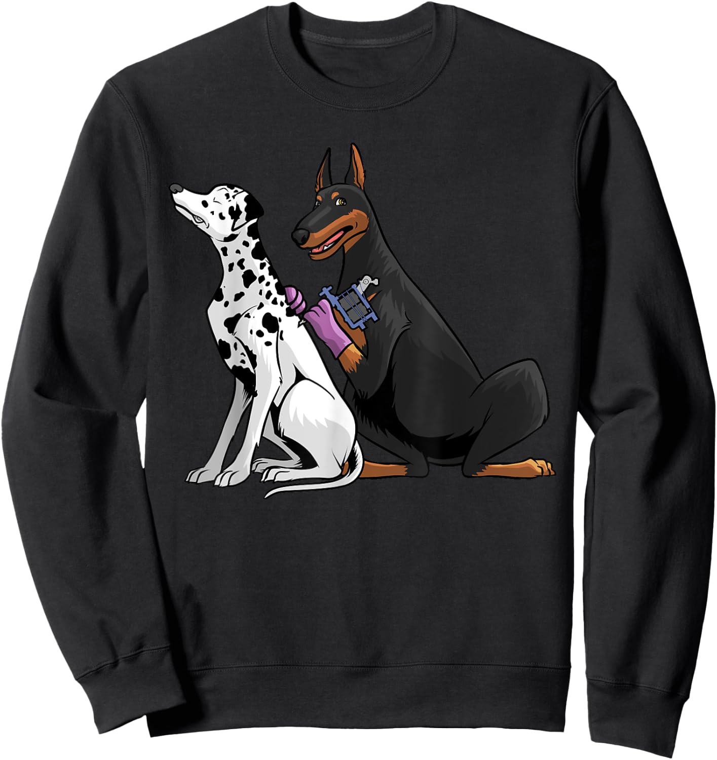Cool Tattoo Artist Women Kids Dalmatian Doberman Dog Sweatshirt - Sweatshirt | Black