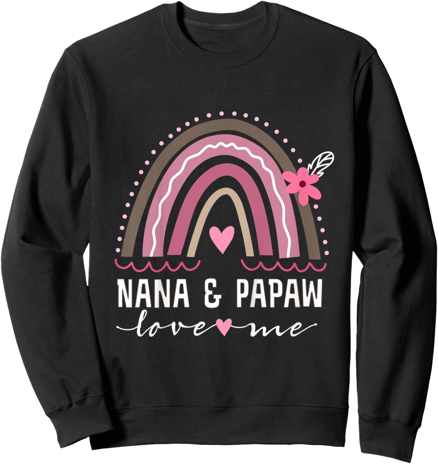 Nana and Papaw Love Me Girls Granddaughter Boho Rainbow Sweatshirt - Sweatshirt | Black