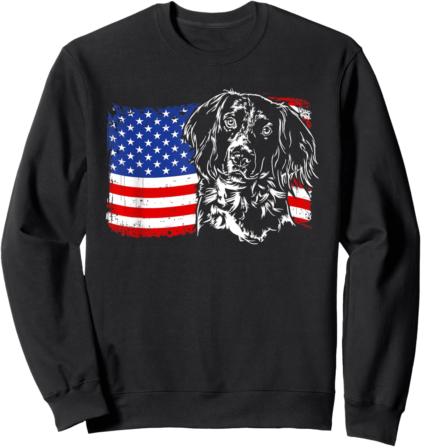 Proud Small Munsterlander American Flag patriotic dog gift Kids Men Sweatshirt - Sweatshirt | Black