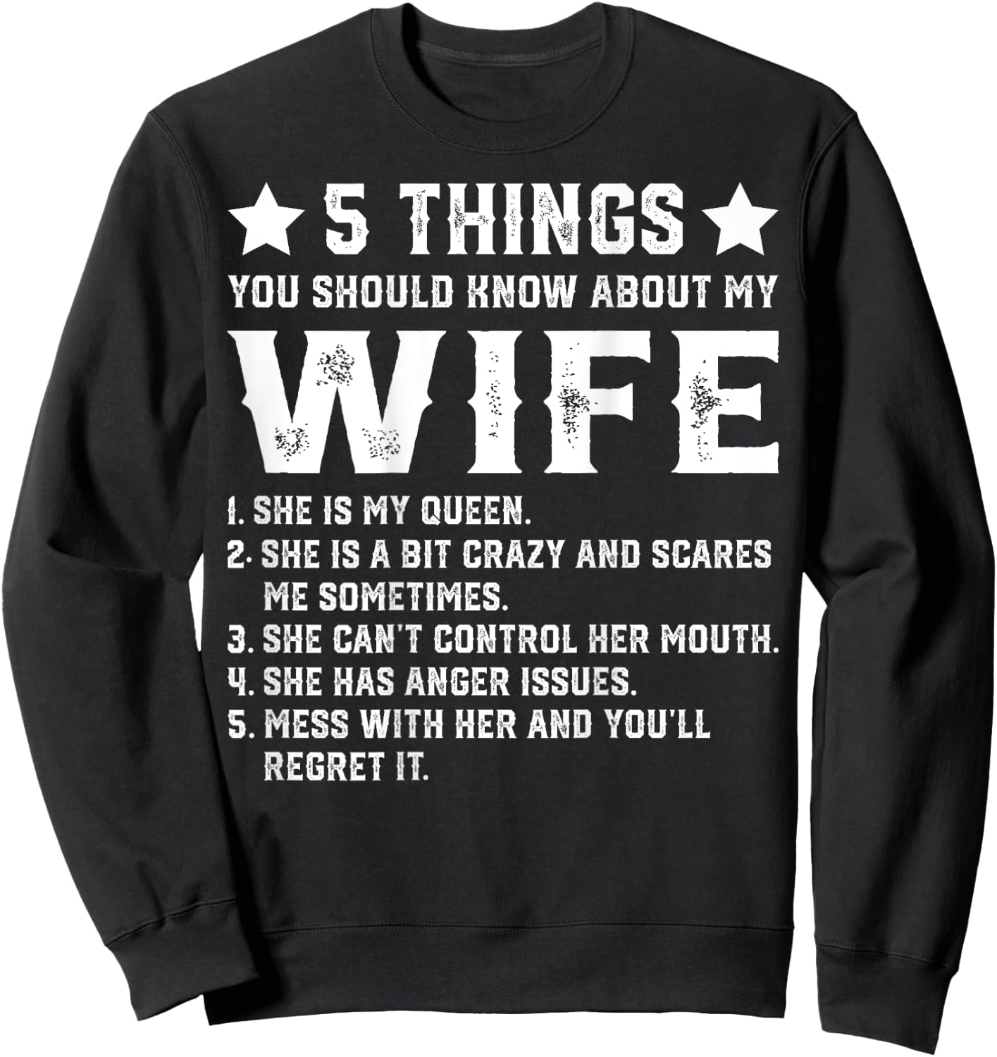 5 Things You Should Know About My Wife (On Back) Husband Sweatshirt - Sweatshirt | Black