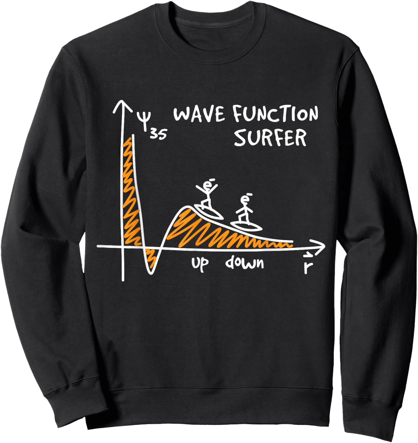 Wave Function Surfer Science Lovers Funny Physics Sweatshirt - Sweatshirt | Black