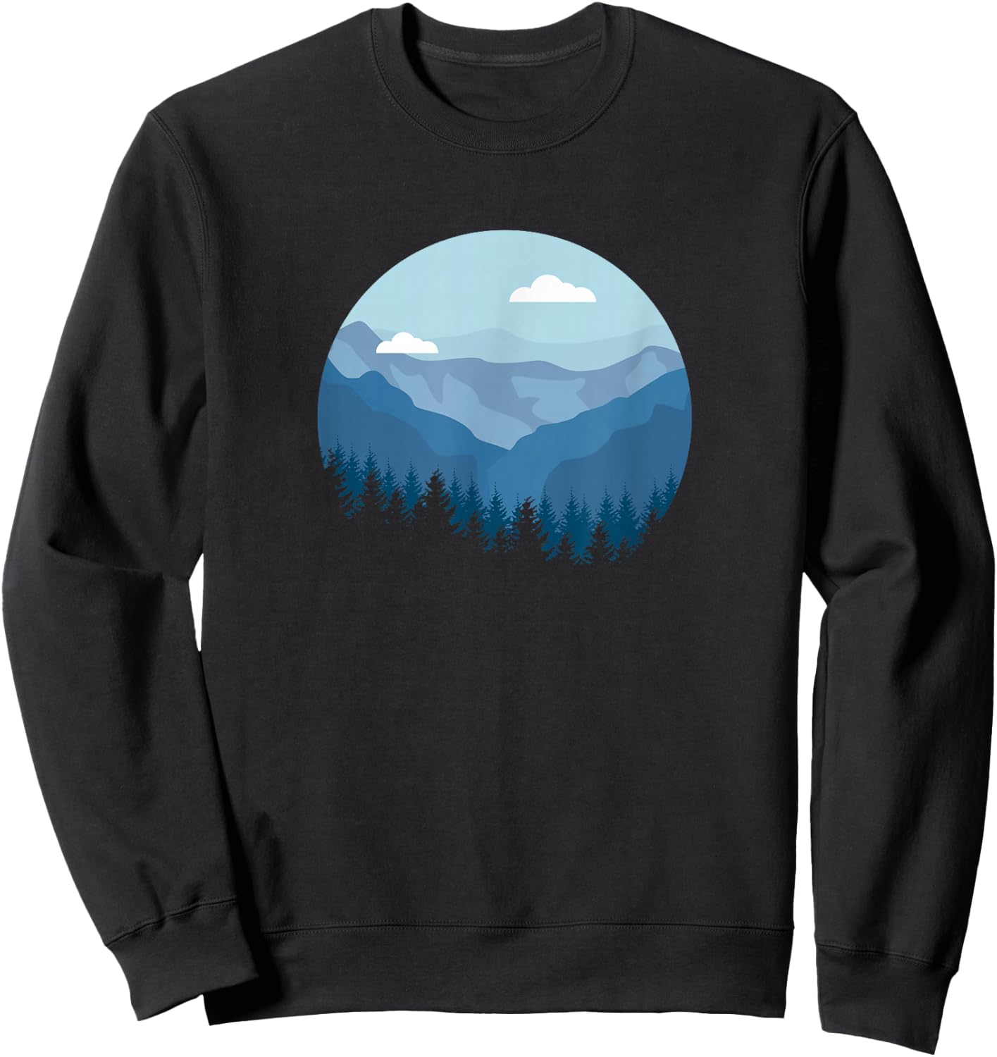 Blue Mountain and Forest Scene Silhouette Sweatshirt - Sweatshirt | Black