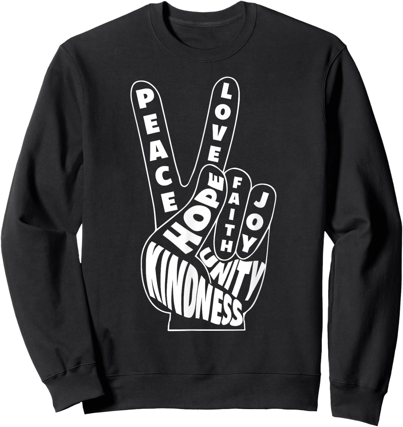 World Peace Shirt Love Hand Sign Goodness Unity 60s Retro Sweatshirt - Sweatshirt | Black