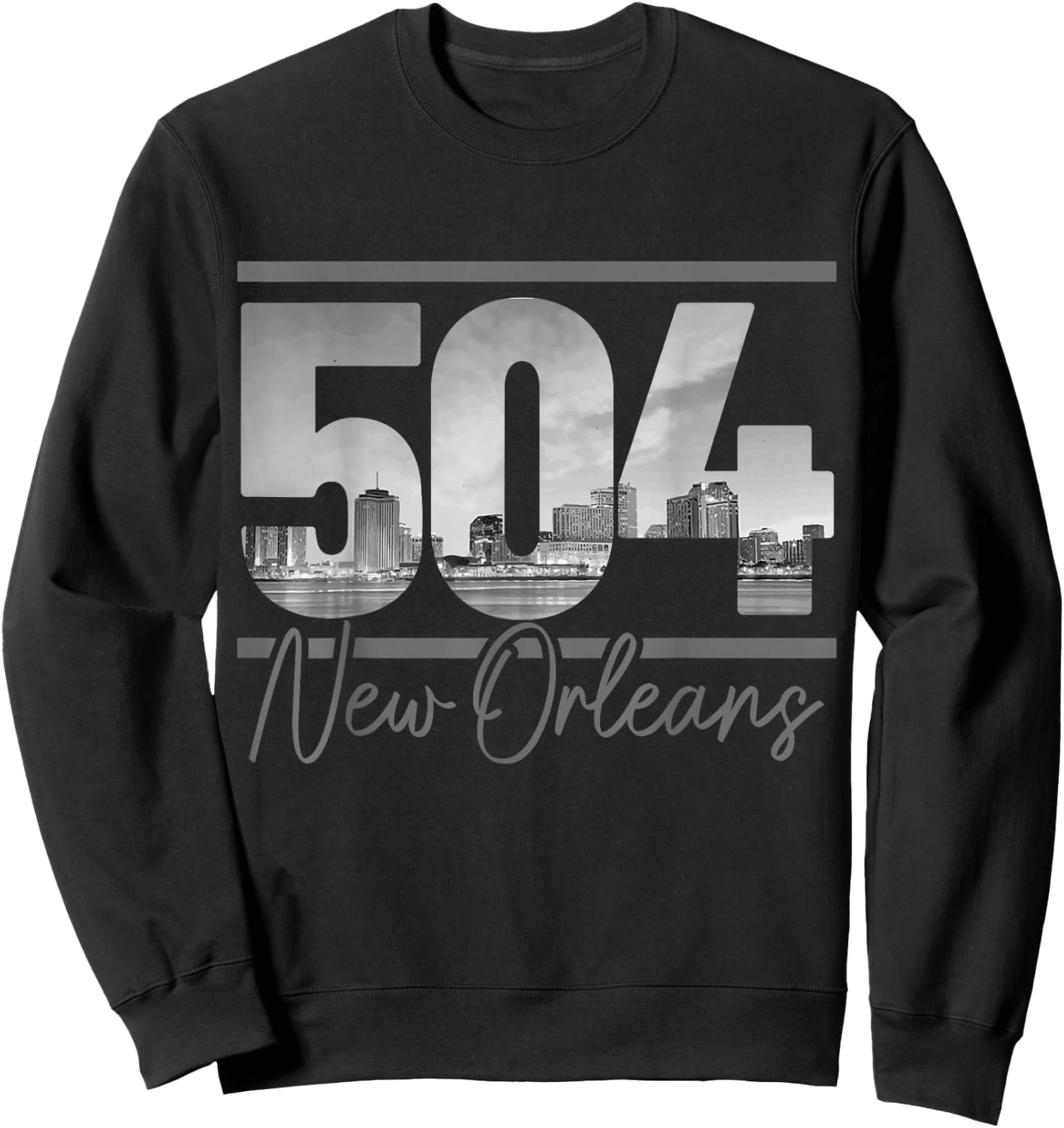 New Orleans 504 Area Code Skyline Louisiana Vintage Sweatshirt - Sweatshirt | Black