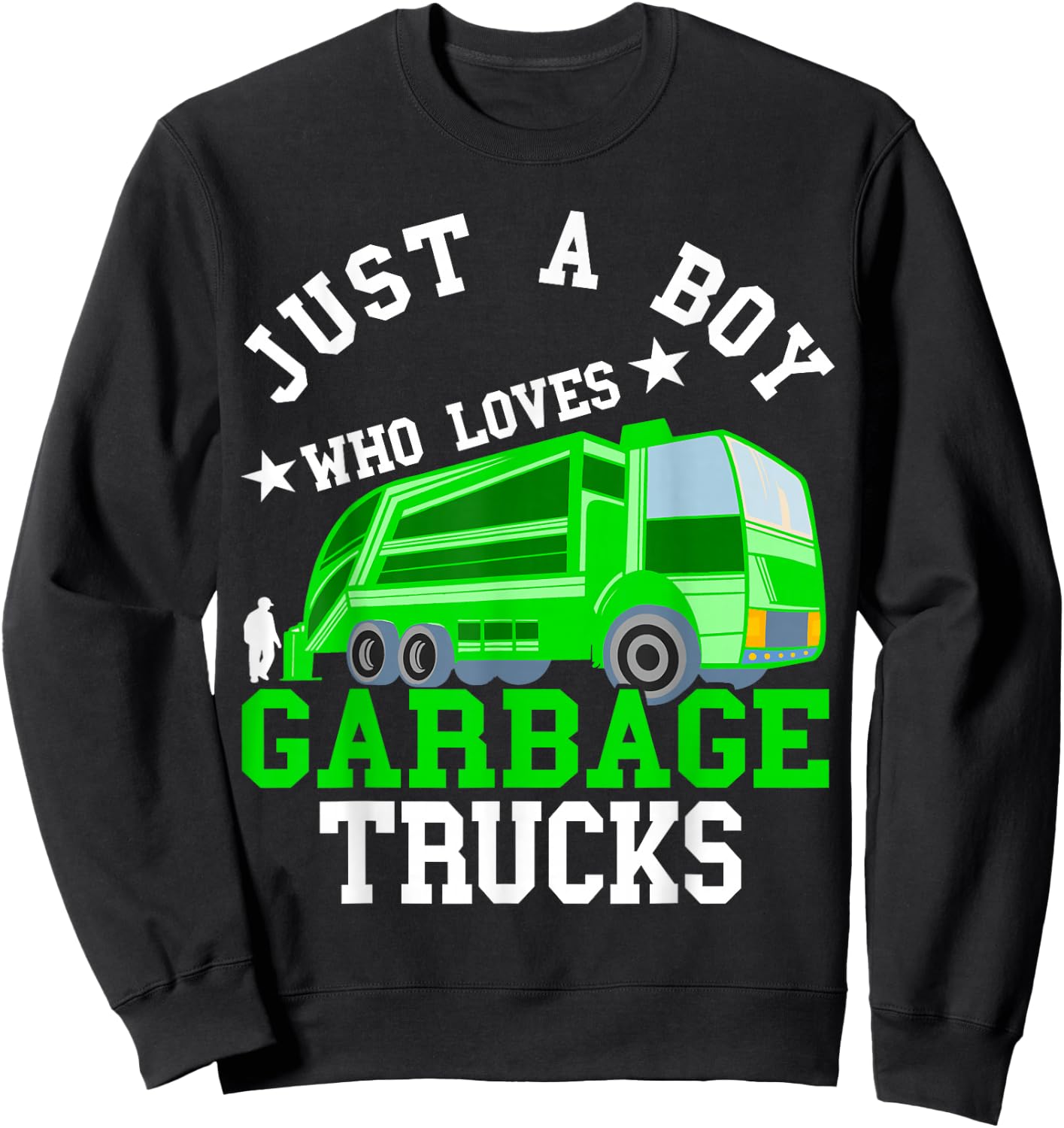 Rubbish Vehicle Boys Garbage Truck Rubbish Car Road Cleaner Sweatshirt - Sweatshirt | Black