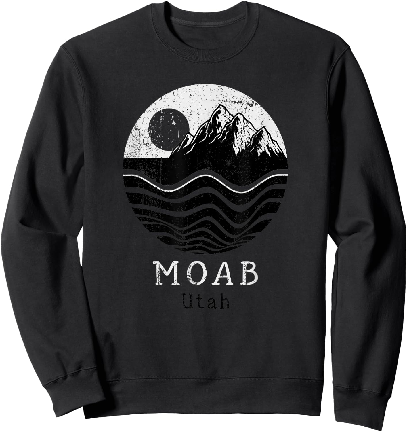 Moab Vintage Mountains Hiking Camping Utah Retro Sweatshirt - Sweatshirt | Black