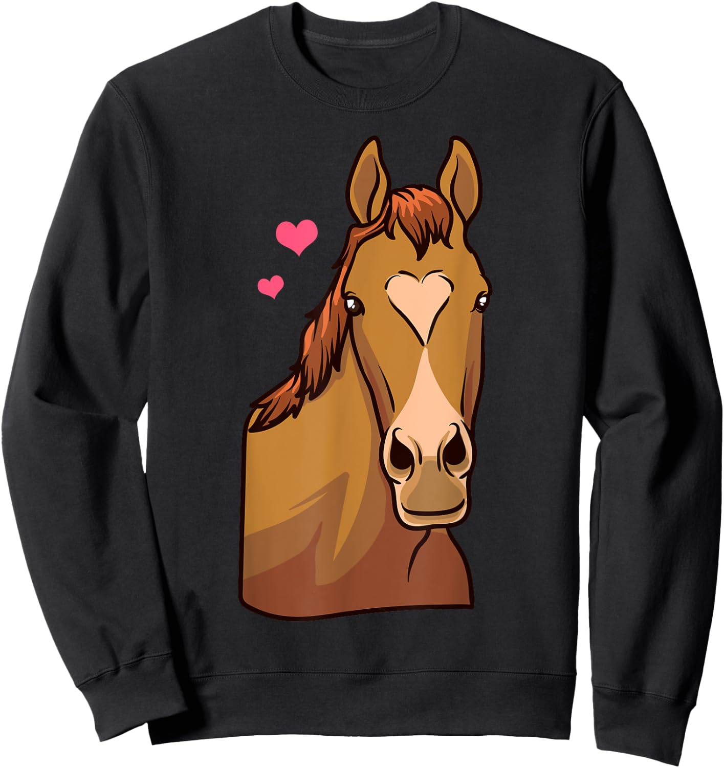 Horse Valentines Day Shirt Heart Pony Horseback Riding Girls Sweatshirt - Sweatshirt | Black