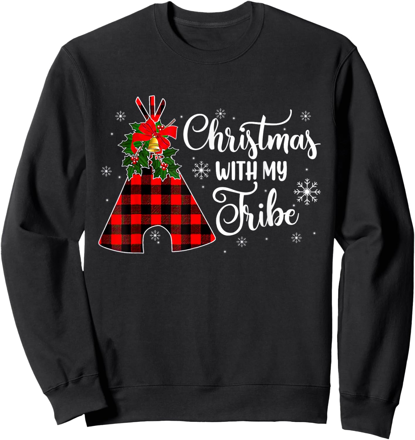Christmas With My Tribe Buffalo Plaid Family Pajama Sweatshirt - Sweatshirt | Black