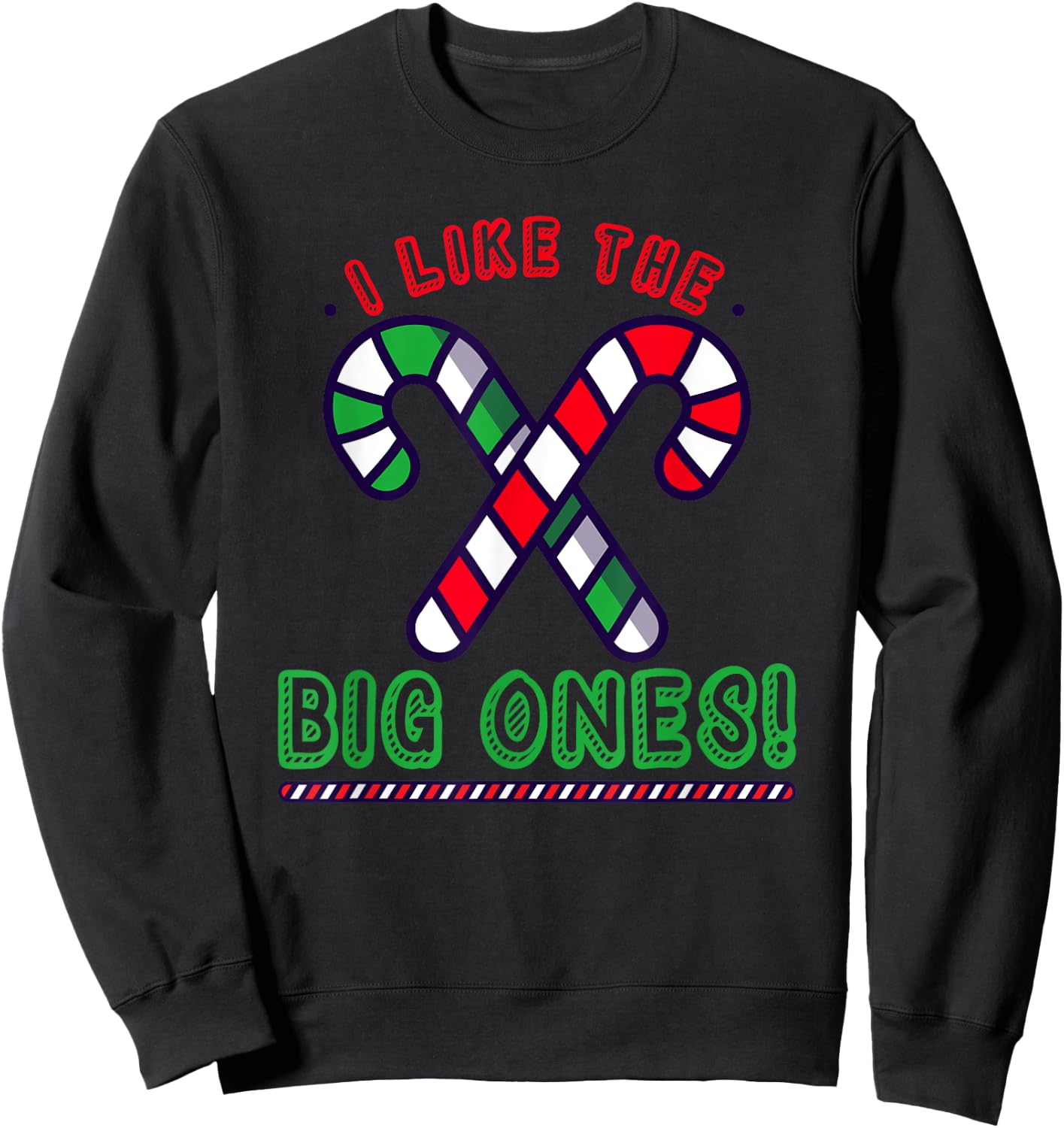 Inappropriate Candy Cane Adult Humor Naughty Women Christmas Sweatshirt - Sweatshirt | Black