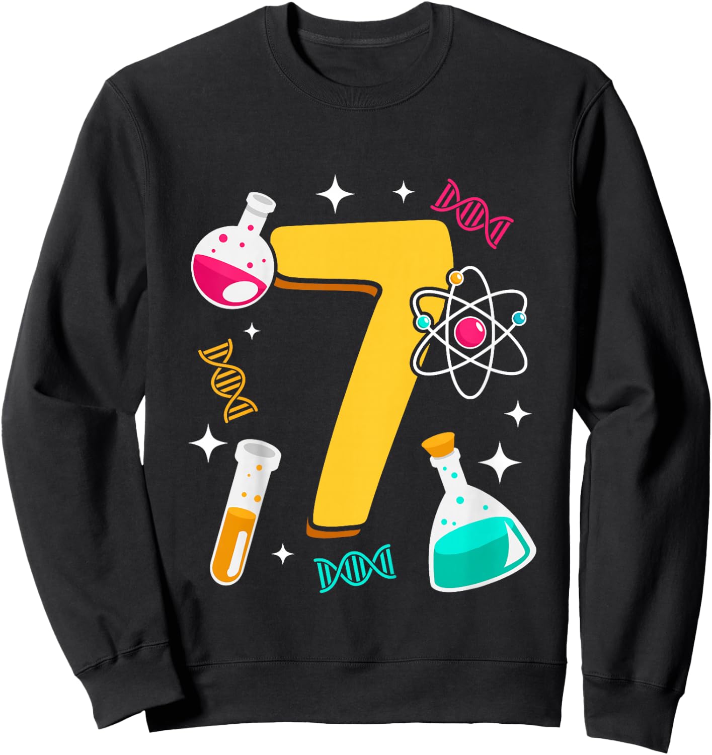 7th Birthday Science Themend Nerd Test Tube Scientist Sweatshirt - Sweatshirt | Black
