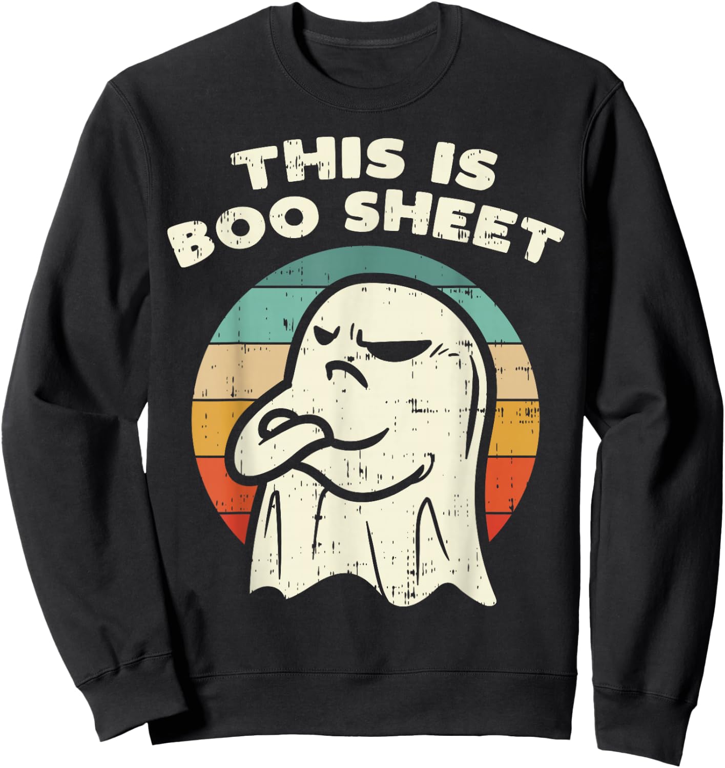 This Is Boo Sheet Ghost Retro Halloween Costume Men Women Sweatshirt - Sweatshirt | Black