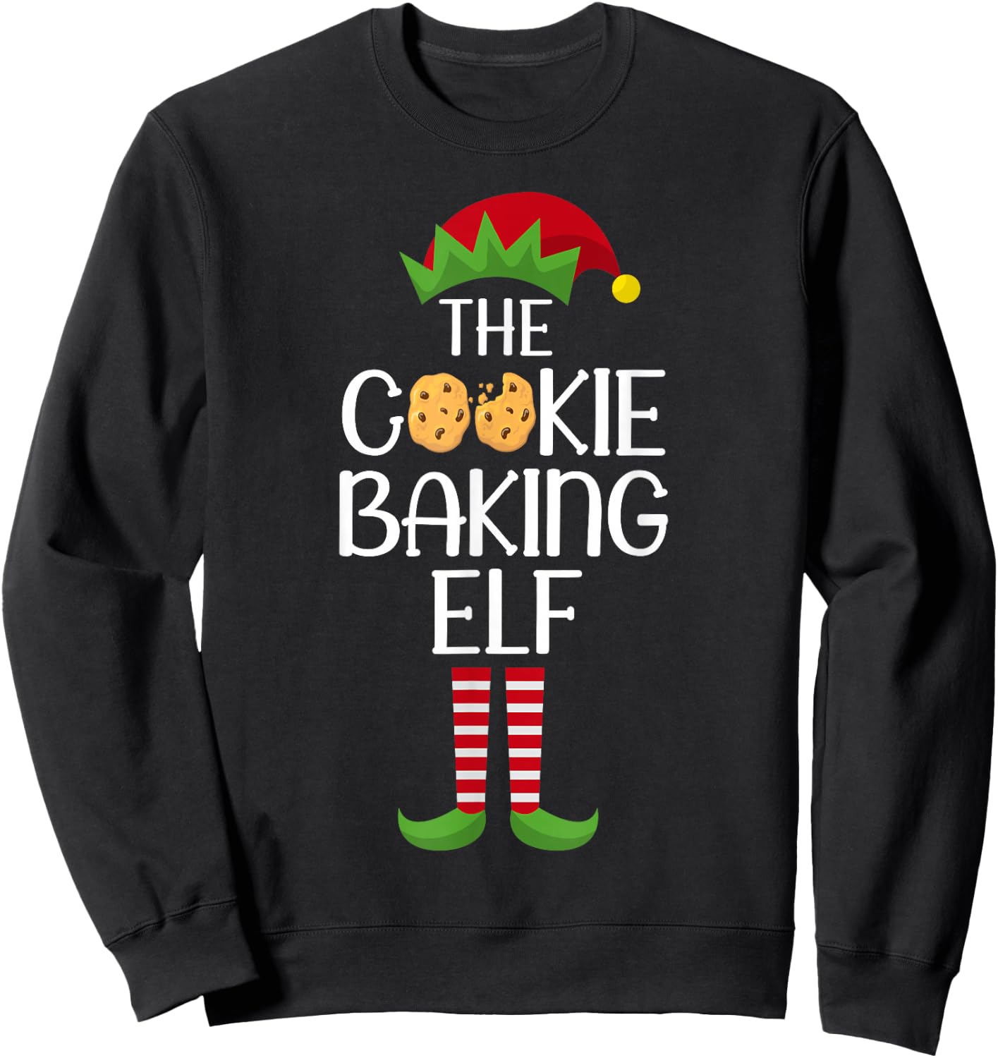 Elf Group Matching Family Xmas Costume The Cookie Baking Elf Sweatshirt - Sweatshirt | Black