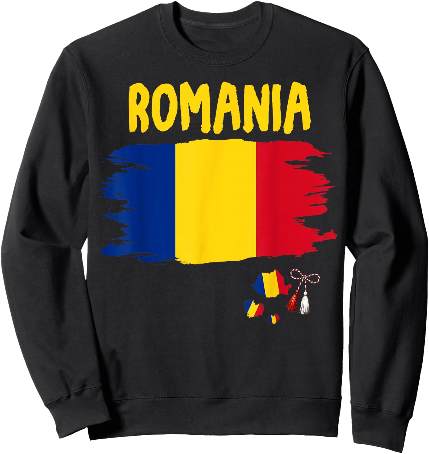Romanian Flag Outfit Idea & Romania Roots Themed Sweatshirt - Sweatshirt | Black