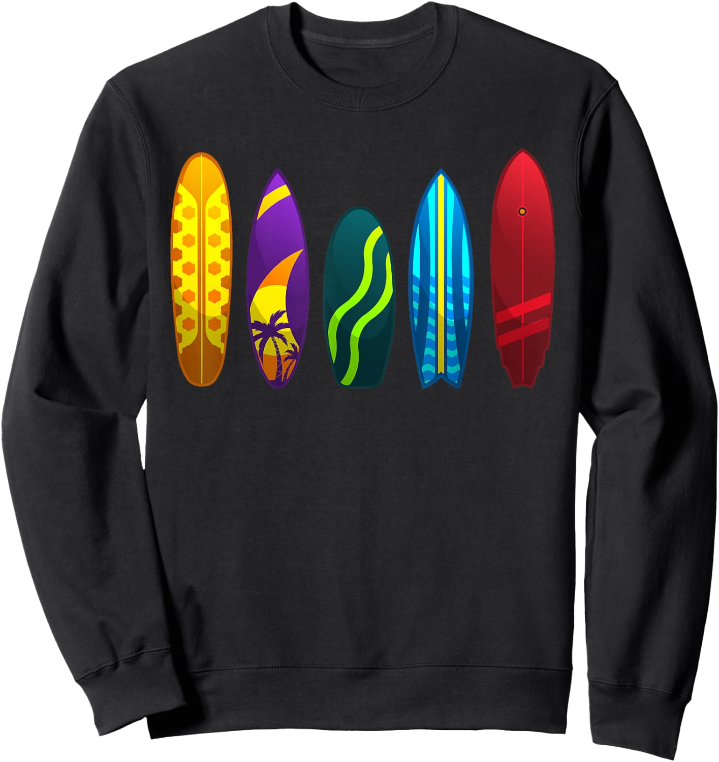 Funny Surfboard Design Women Surfing Surfboarders Sweatshirt - Sweatshirt | Black