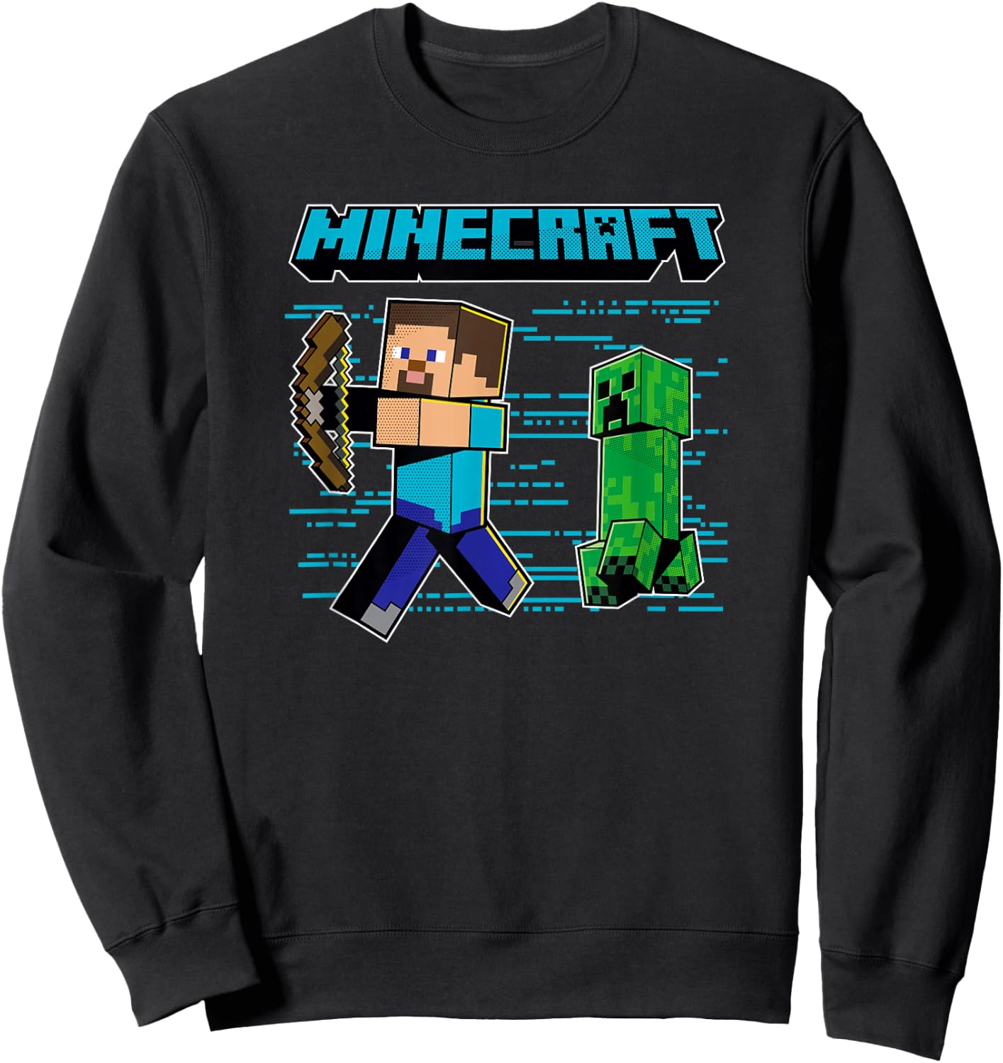 Minecraft Steve & Creeper Run Run Run Sweatshirt - Sweatshirt | Black