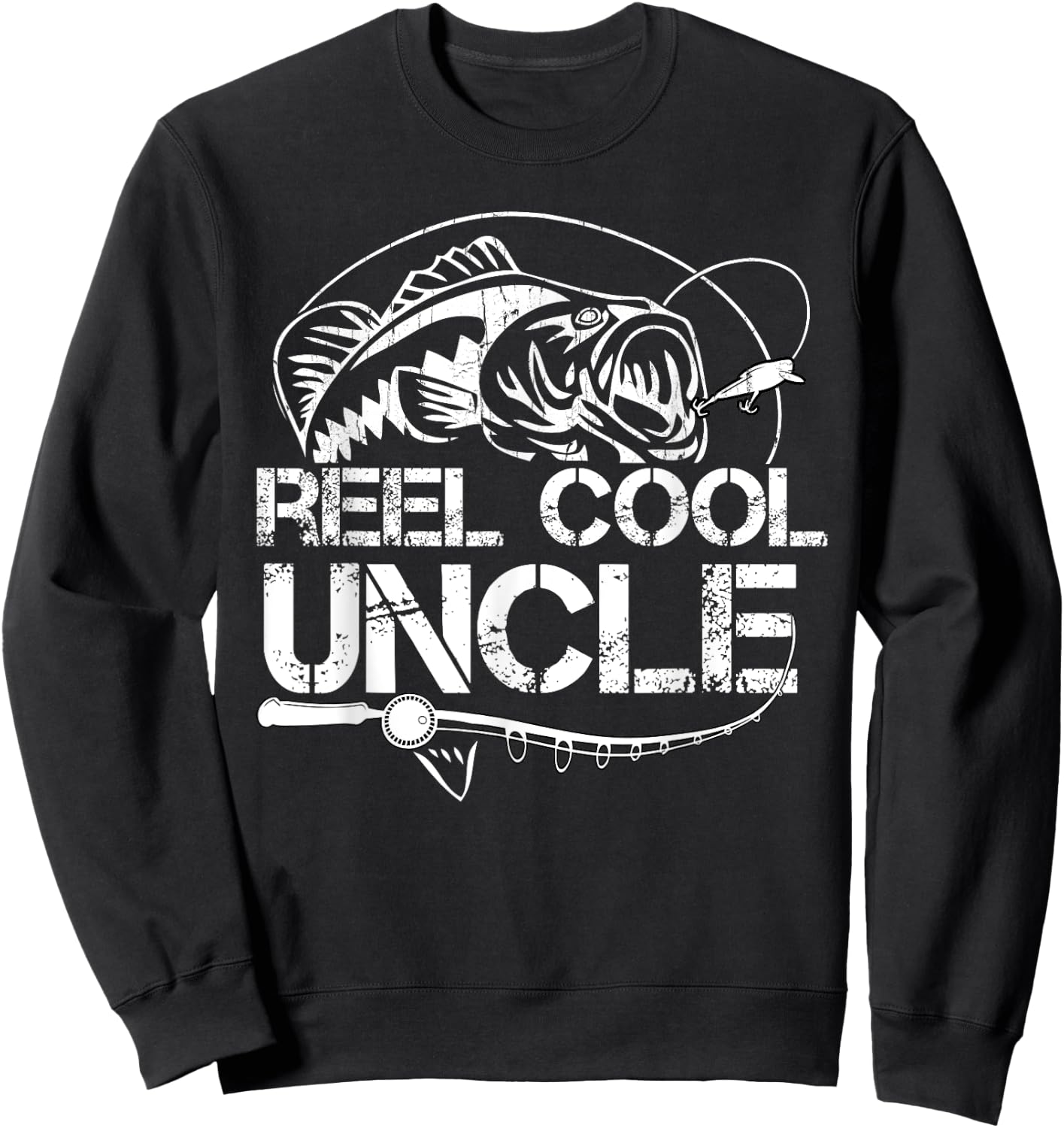 Reel Cool Uncle Fishing Daddy Fathers Day Dad Gifts Sweatshirt - Sweatshirt | Black