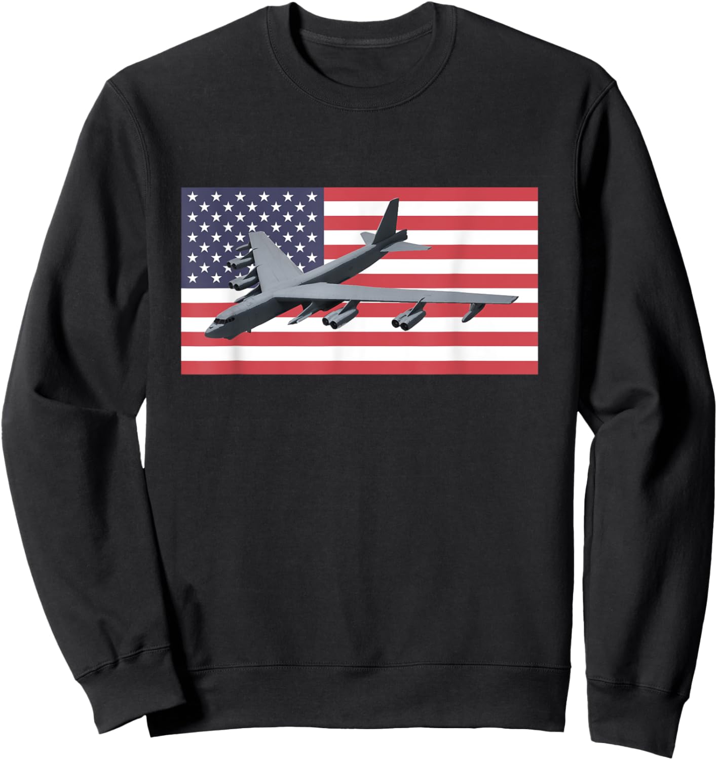 B-52 Stratofortress Bomber US American Flag Sweatshirt - Sweatshirt | Black