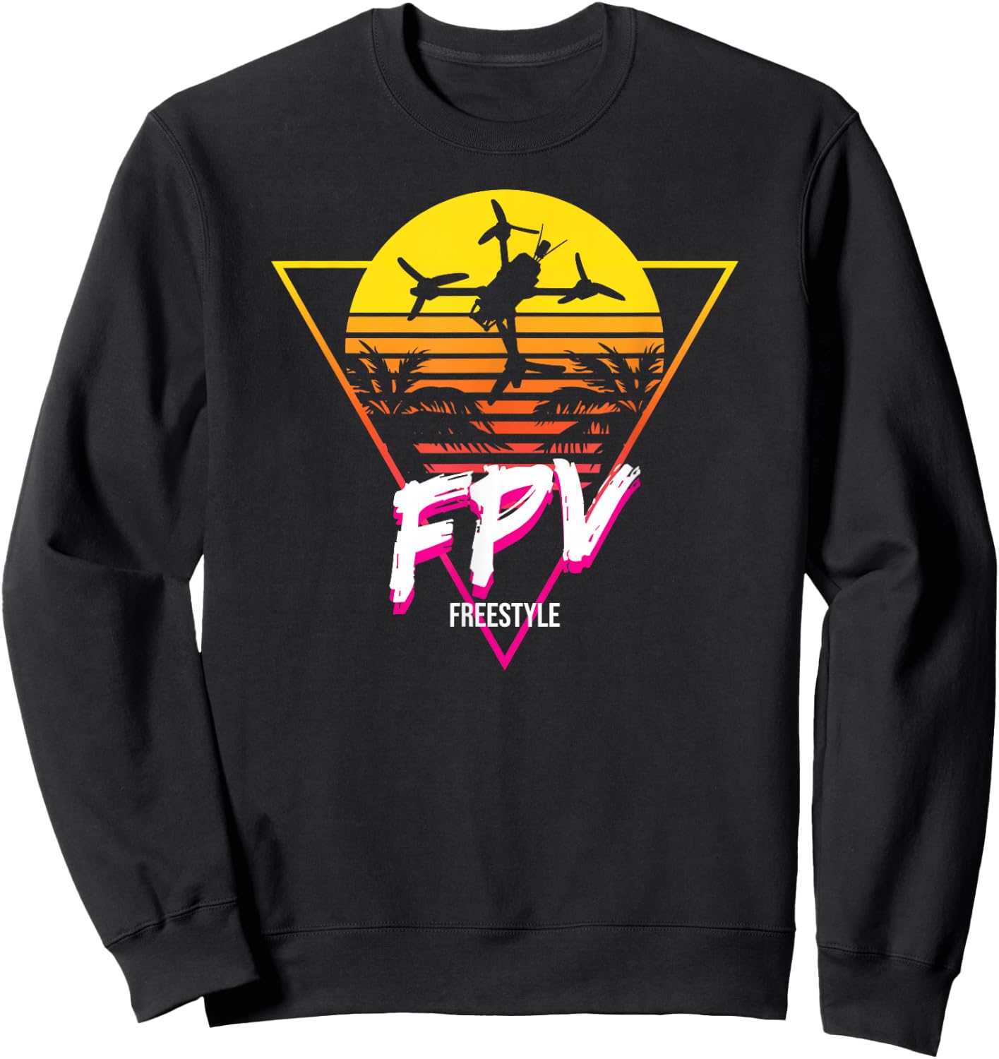 Retro Freestyle FPV Racing Drone Pilot Acro Quadcopter Sweatshirt - Sweatshirt | Black