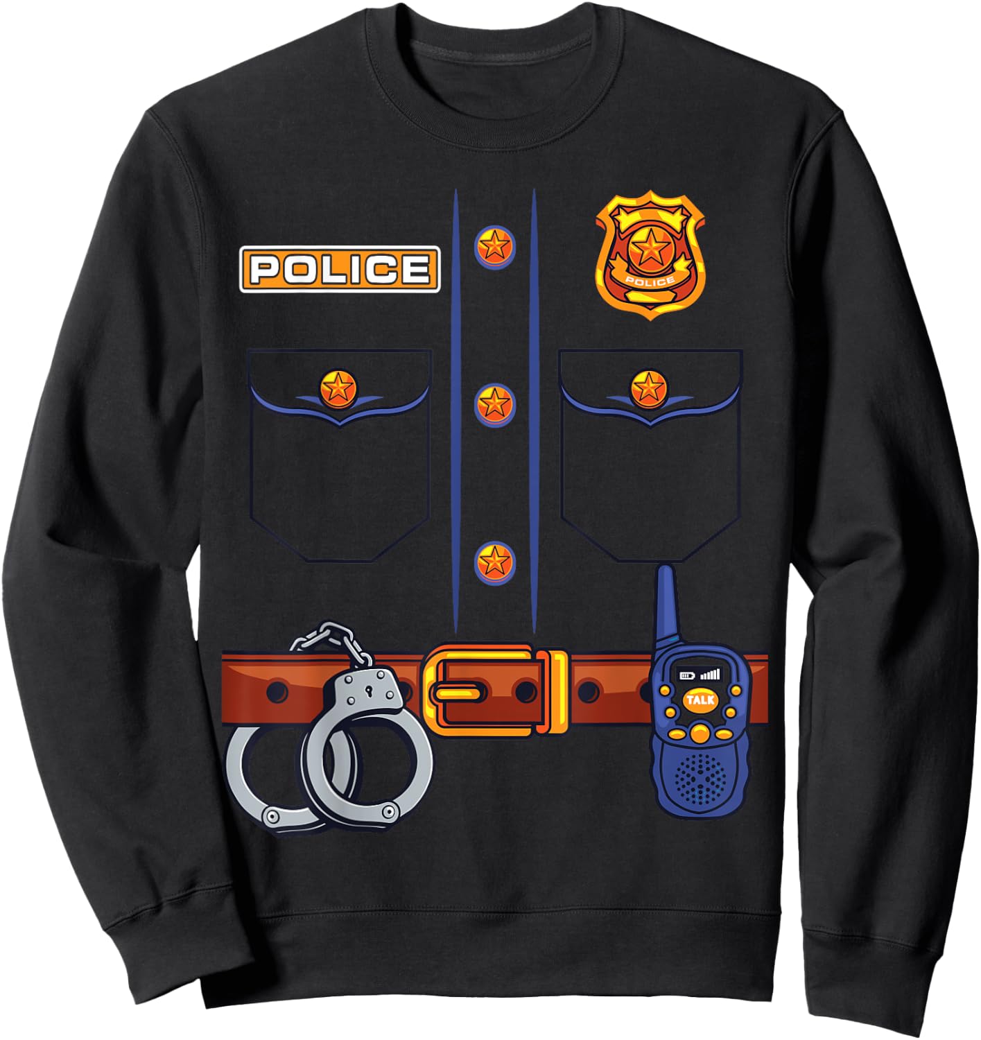 Police Officer Costume Halloween For Kids Uniform Police Sweatshirt - Sweatshirt | Black