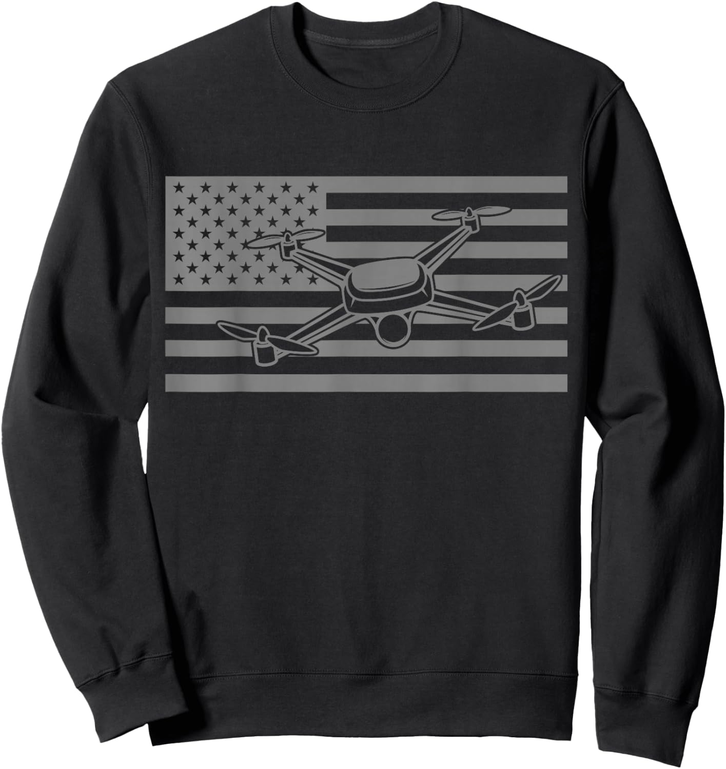 Drone Pilot American Flag Apparel - Drone Operator Sweatshirt - Sweatshirt | Black