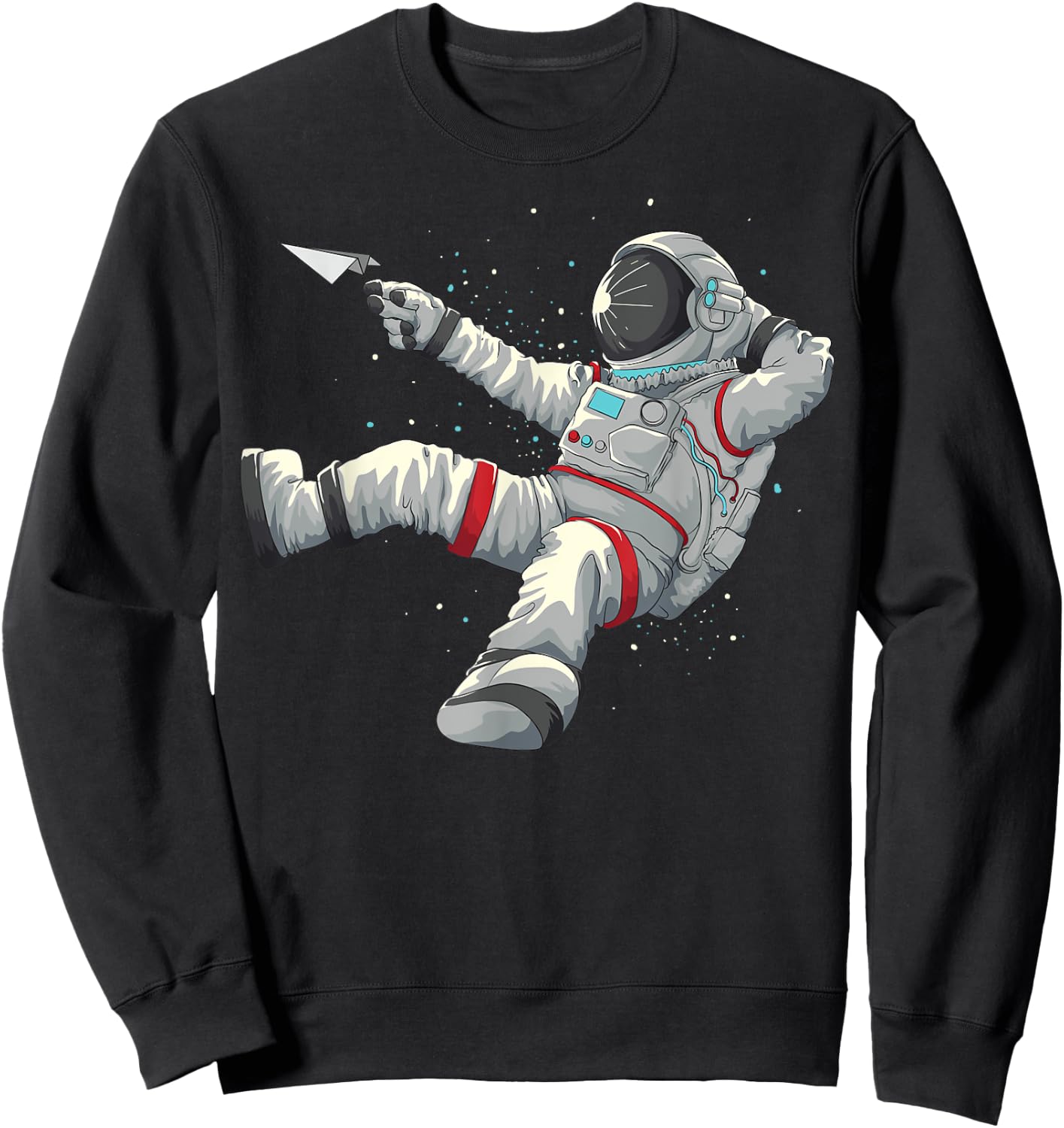 Cool Relaxing Astronaut | Funny Spaceman Paper Airplane Gift Sweatshirt - Sweatshirt | Black