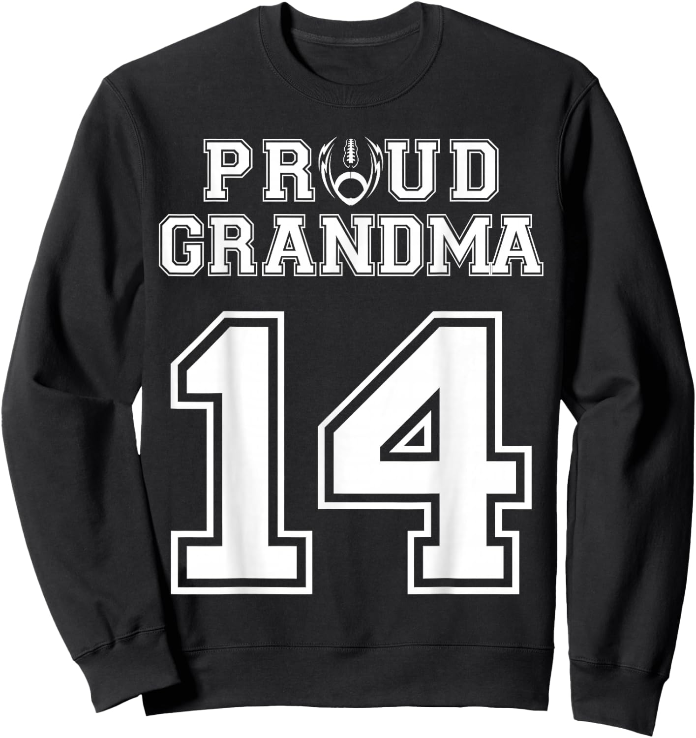 Custom Proud Football Grandma Number 14 Personalized Women Sweatshirt - Sweatshirt | Black