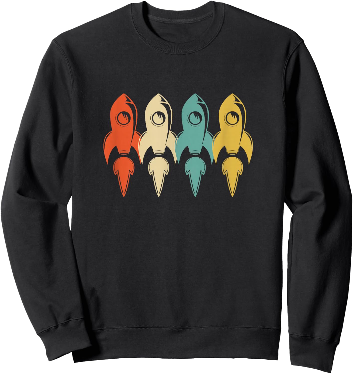 Vintage Retro Art Design Rocket Gift Fun Sweatshirt - Sweatshirt | Black