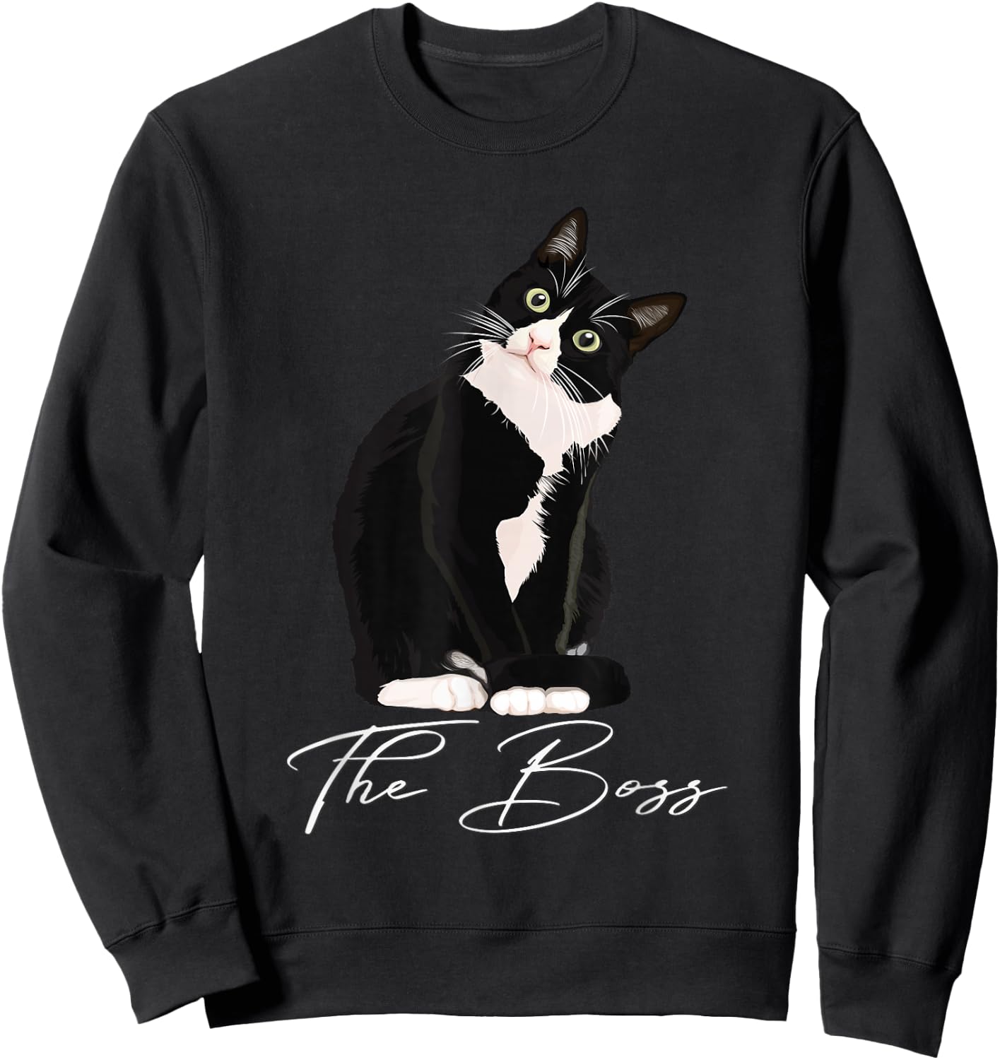Boss Tuxedo Cat Lovers Funny Shirt for Mom Dad Gift Sweatshirt - Sweatshirt | Black