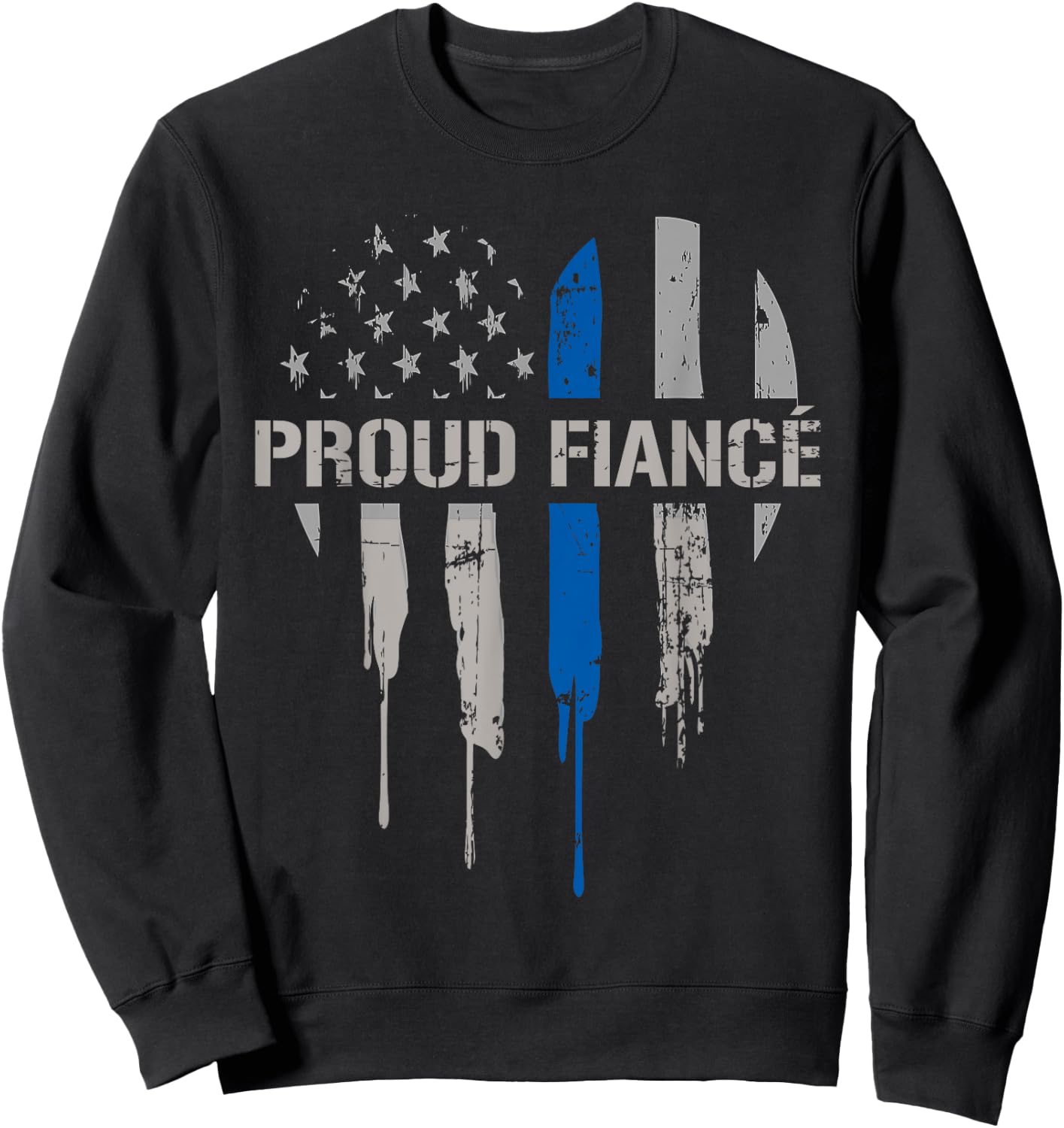 Thin Blue Line Police - Police Officer Fiance Gift Sweatshirt - Sweatshirt | Black