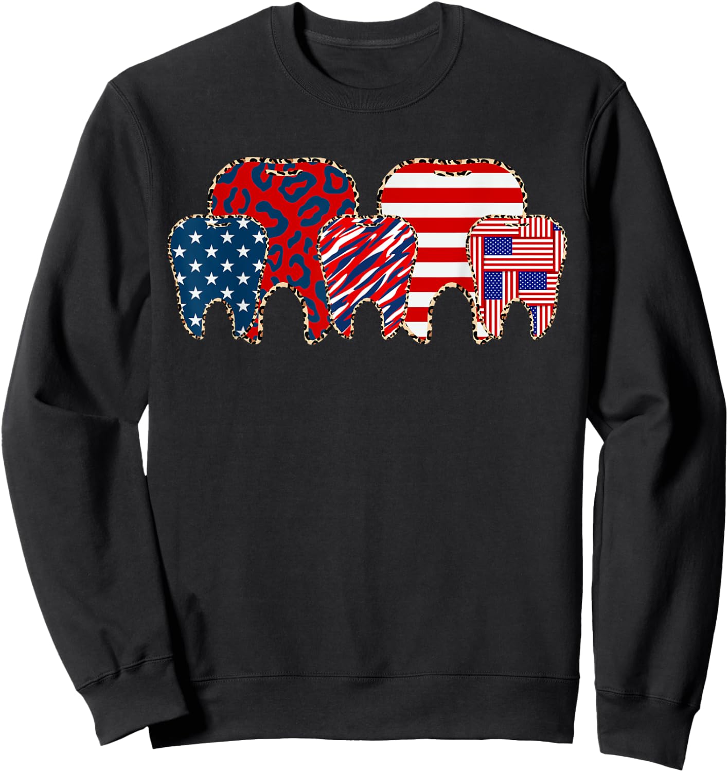 USA Flag Tooth Dental Squad 4th Of July Dental Assistant Sweatshirt - Sweatshirt | Black