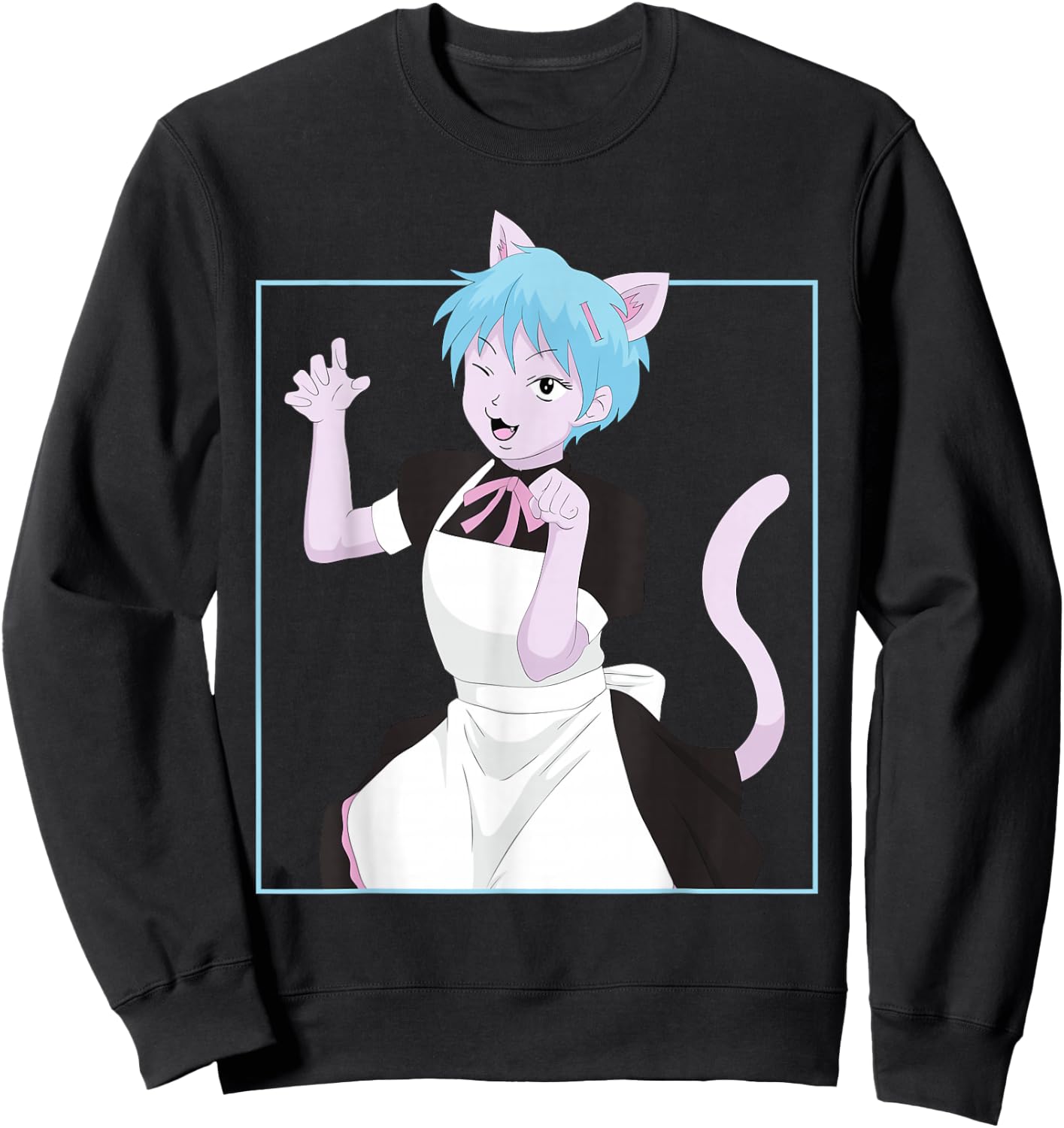 Femboy Neko Anime Boy Maid Crossdressing Pastel Aesthetic Sweatshirt - Sweatshirt | Black