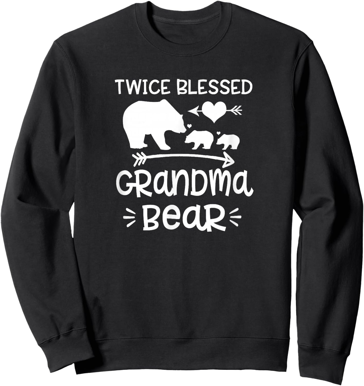 Twice Blessed Grandma Bear Shirt Grandmas With Two Grandkids Sweatshirt - Sweatshirt | Black