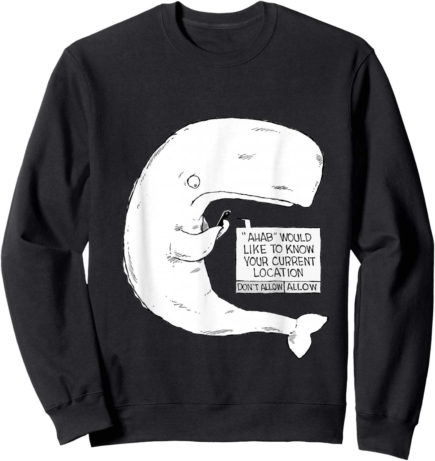 Speed Bump Funny Moby Dick Cartoon Sweatshirt - Sweatshirt | Black