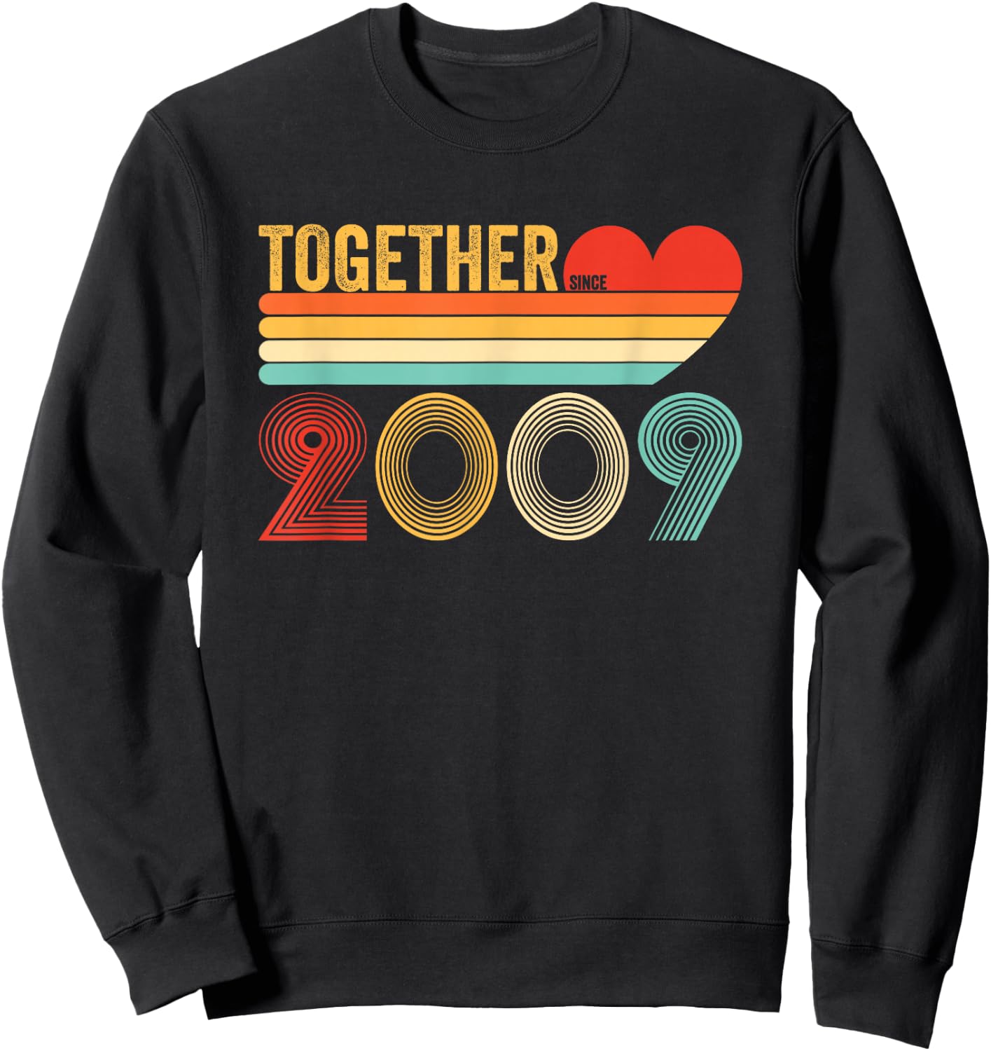 Together Since 2009 Retro Couple 13th Anniversary Shirt Sweatshirt - Sweatshirt | Black
