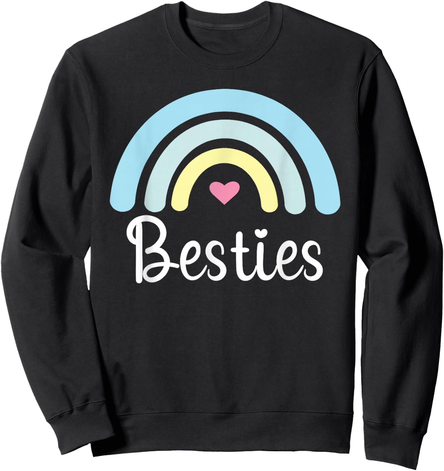Besties BFF Heart Best Friends Bestie Sweatshirt - Sweatshirt | Black