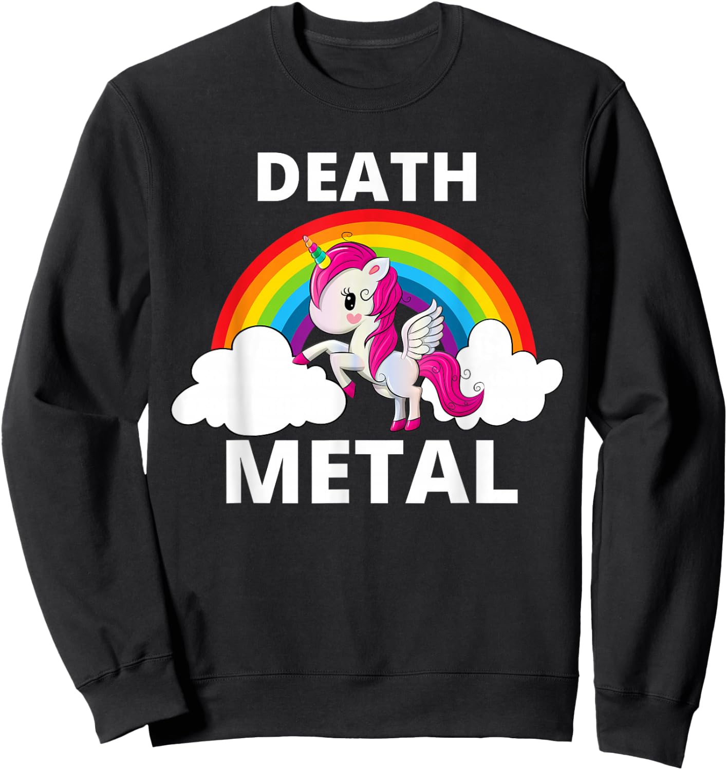 Death Metal Unicorn Rainbow Heavy Metal Sweatshirt - Sweatshirt | Black