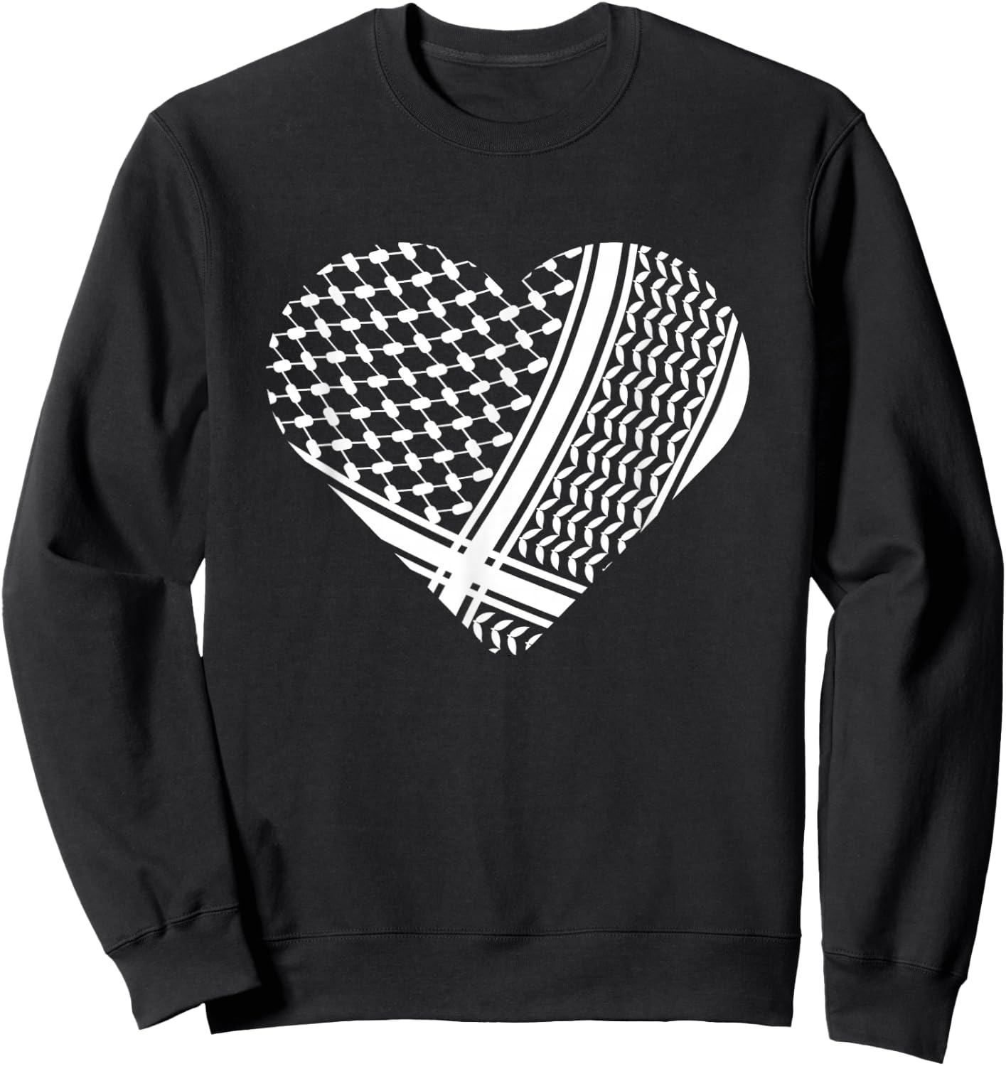 Palestine Palestinian White Hatta in Heart Shape Sweatshirt - Sweatshirt | Black