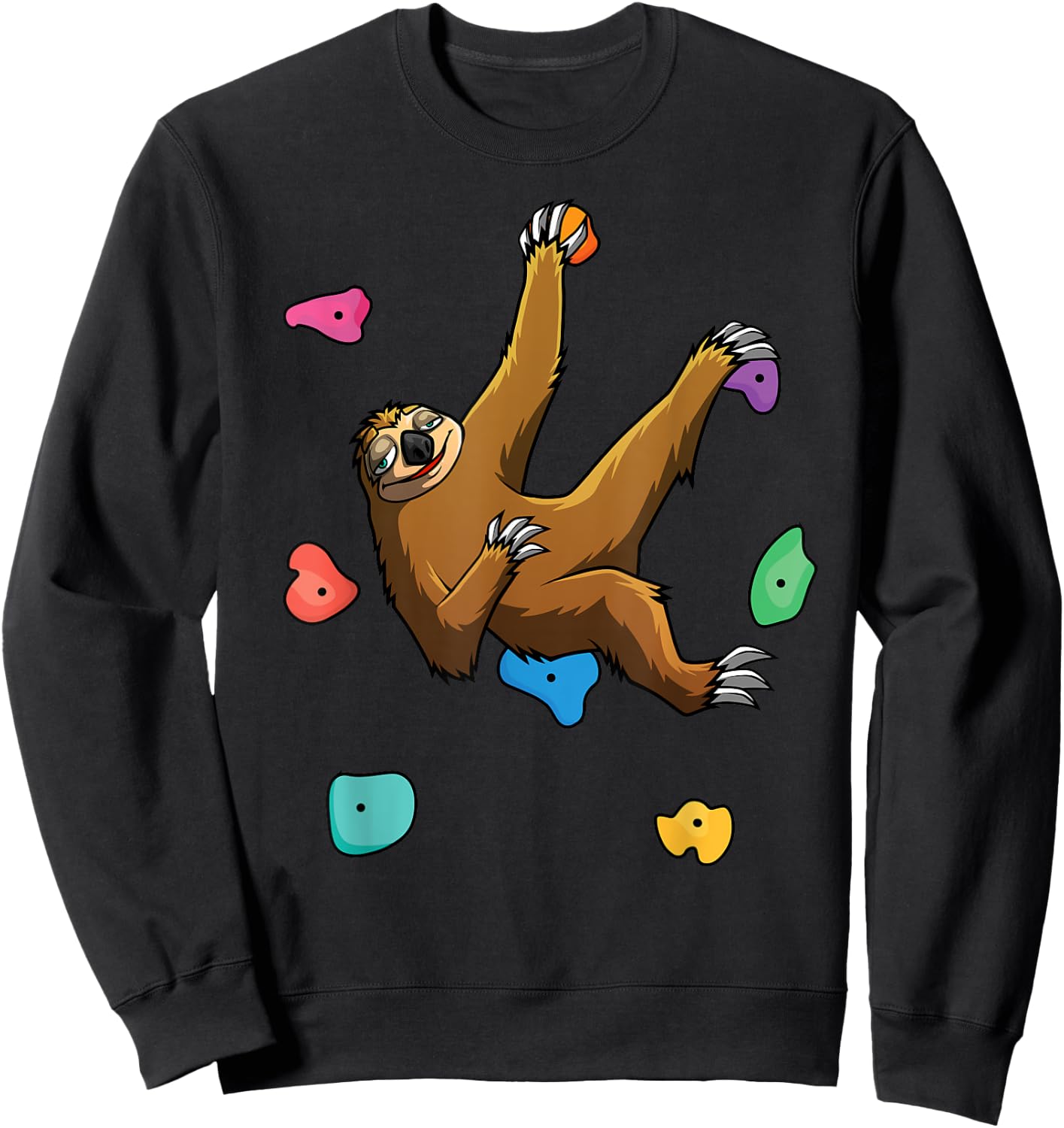 Funny Sloth Bouldering Design Men Women Kids Rock Climbers Sweatshirt - Sweatshirt | Black