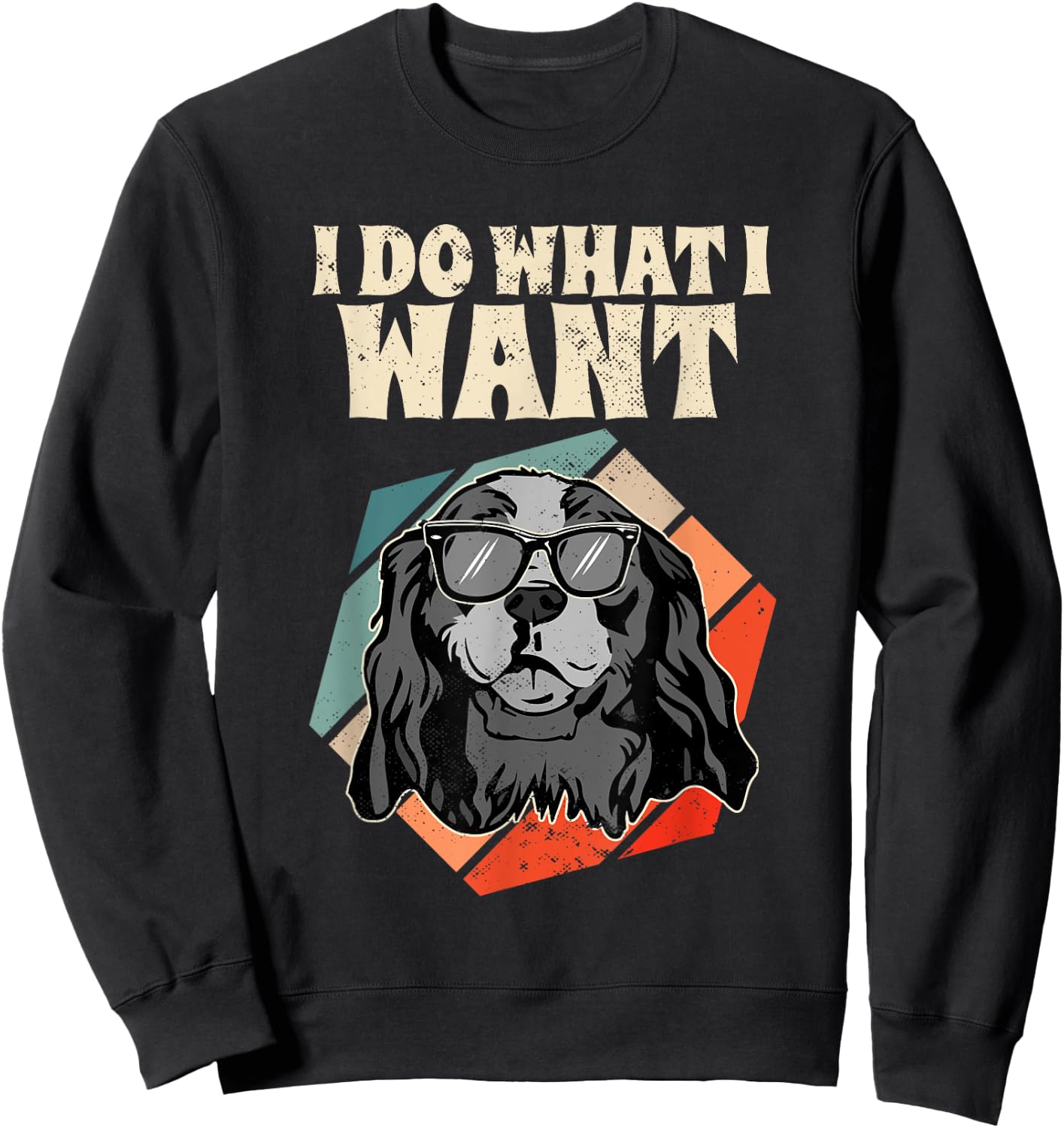 Retro I Do What I Want Cavalier King Charles Spaniel Sweatshirt - Sweatshirt | Black