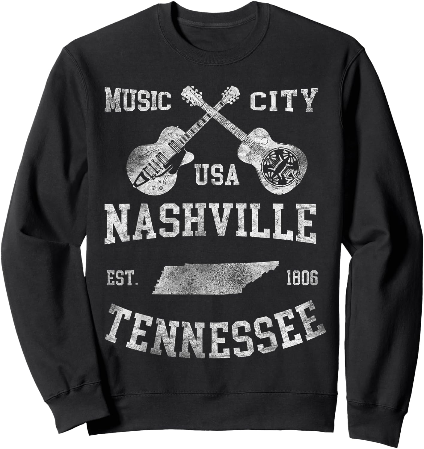 Nashville TN Tennessee COUNTRY Music Lover Travel Sweatshirt - Sweatshirt | Black