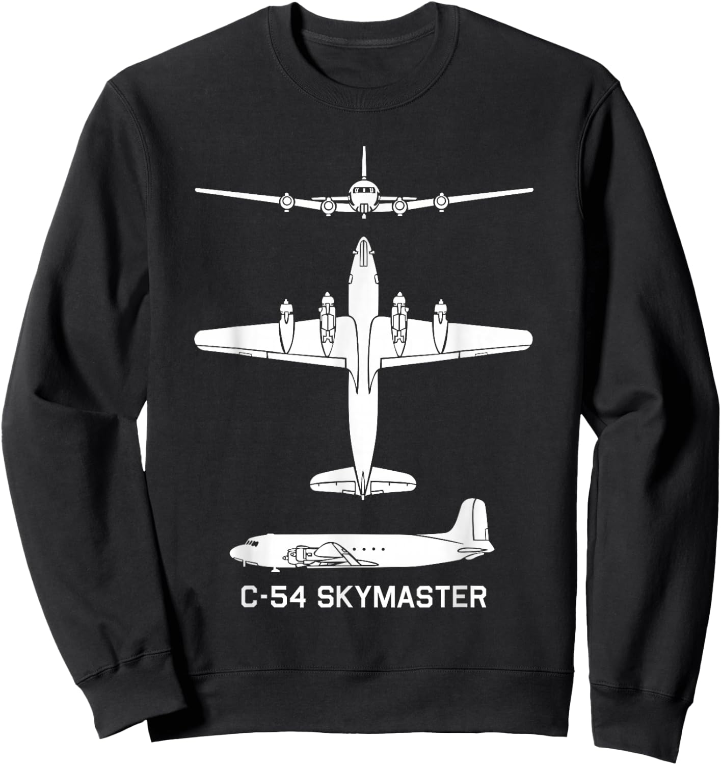 C-54 Skymaster American WW2 Transport Plane Silhouettes Sweatshirt - Sweatshirt | Black
