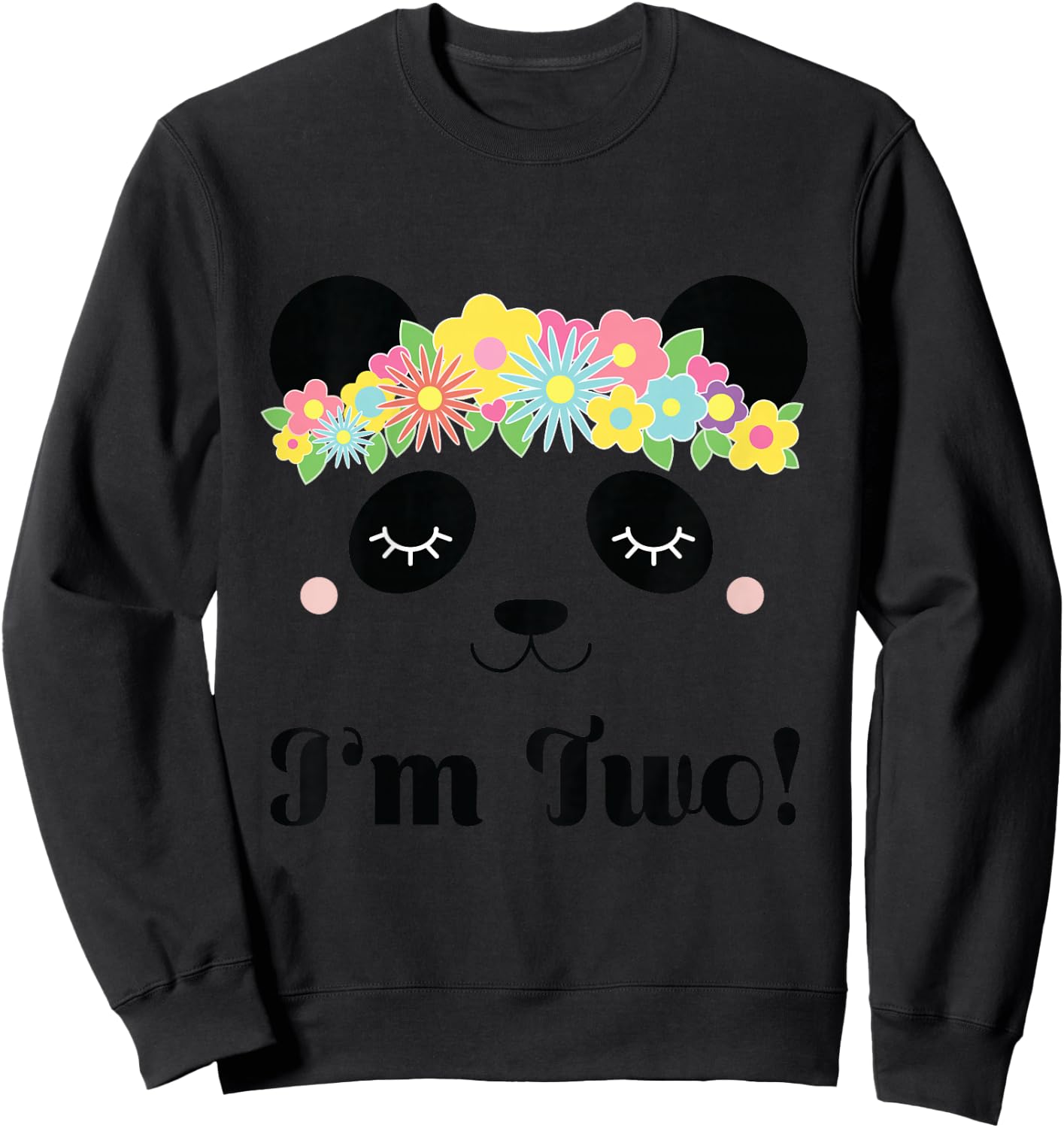2nd Birthday Panda 2 Year Old Girl Sweatshirt - Sweatshirt | Black
